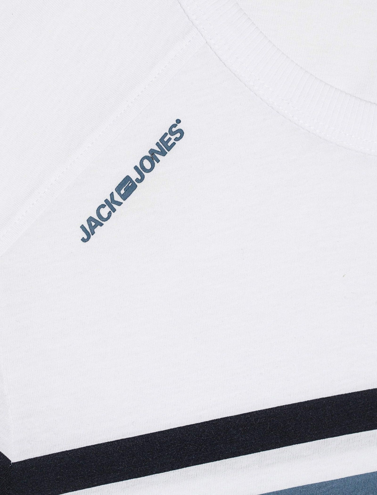 تی شرت نخی یقه گرد مردانه - جک اند جونز - سفيد مشکي - 6