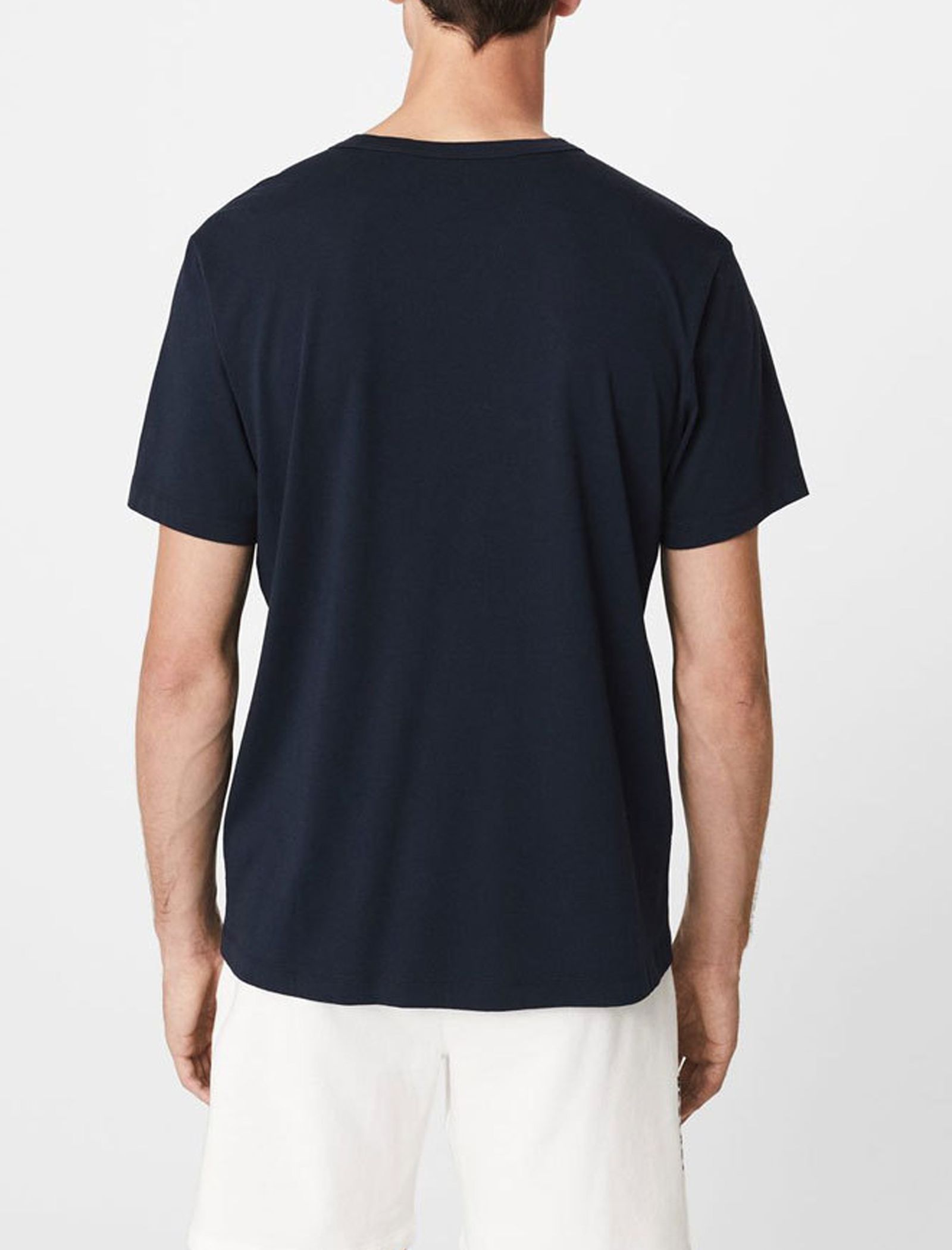 تی شرت نخی یقه گرد مردانه - مانگو - سرمه اي - 6