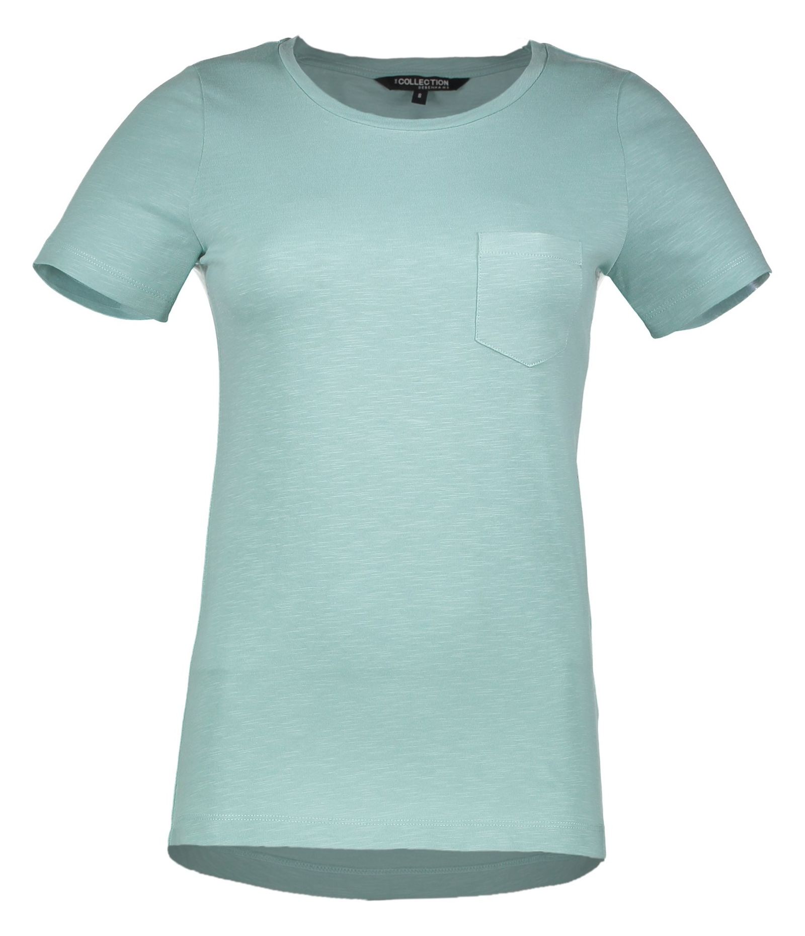 تی شرت نخی یقه گرد زنانه - کالکشن - آبي روشن - 1