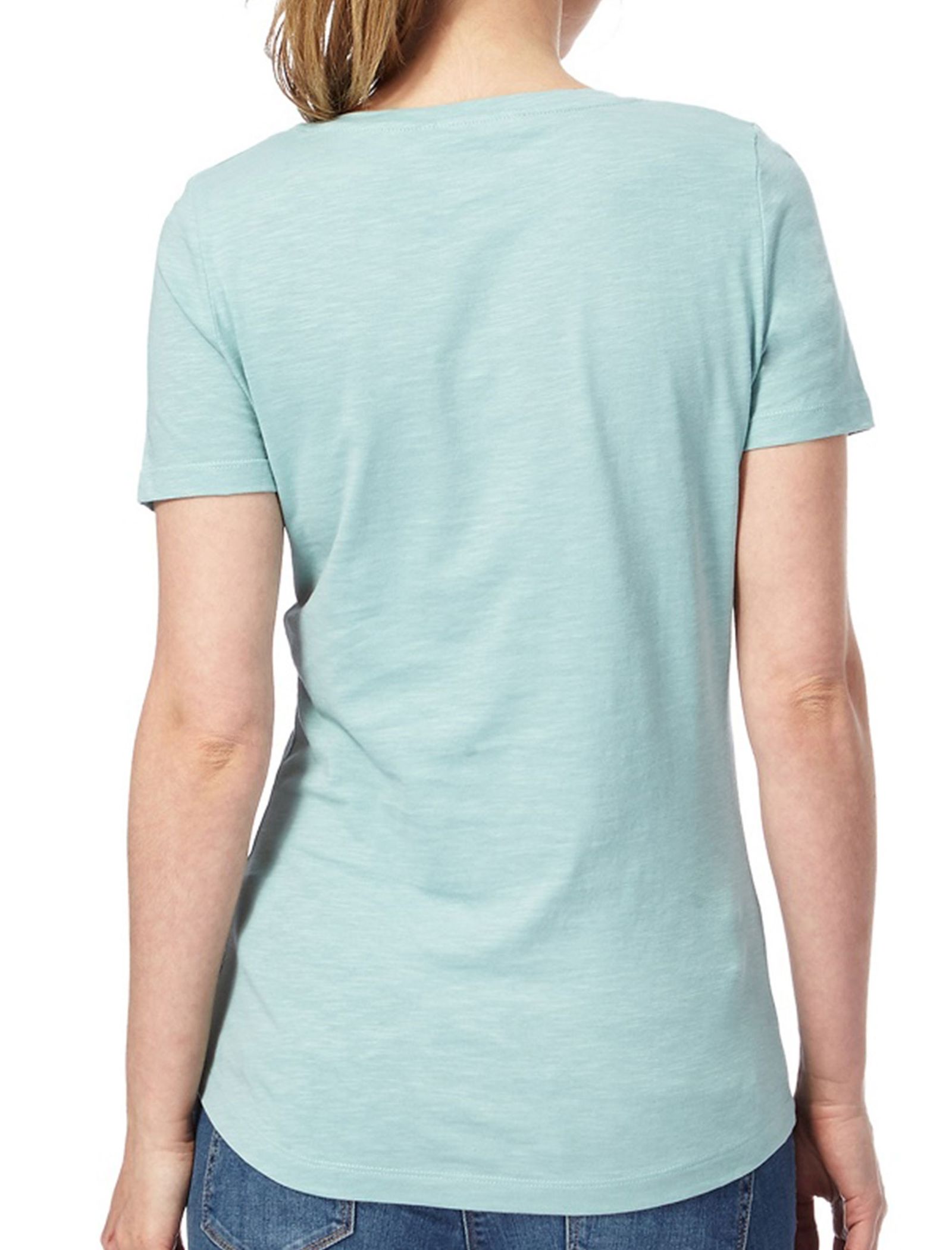 تی شرت نخی یقه گرد زنانه - کالکشن - آبي روشن - 7