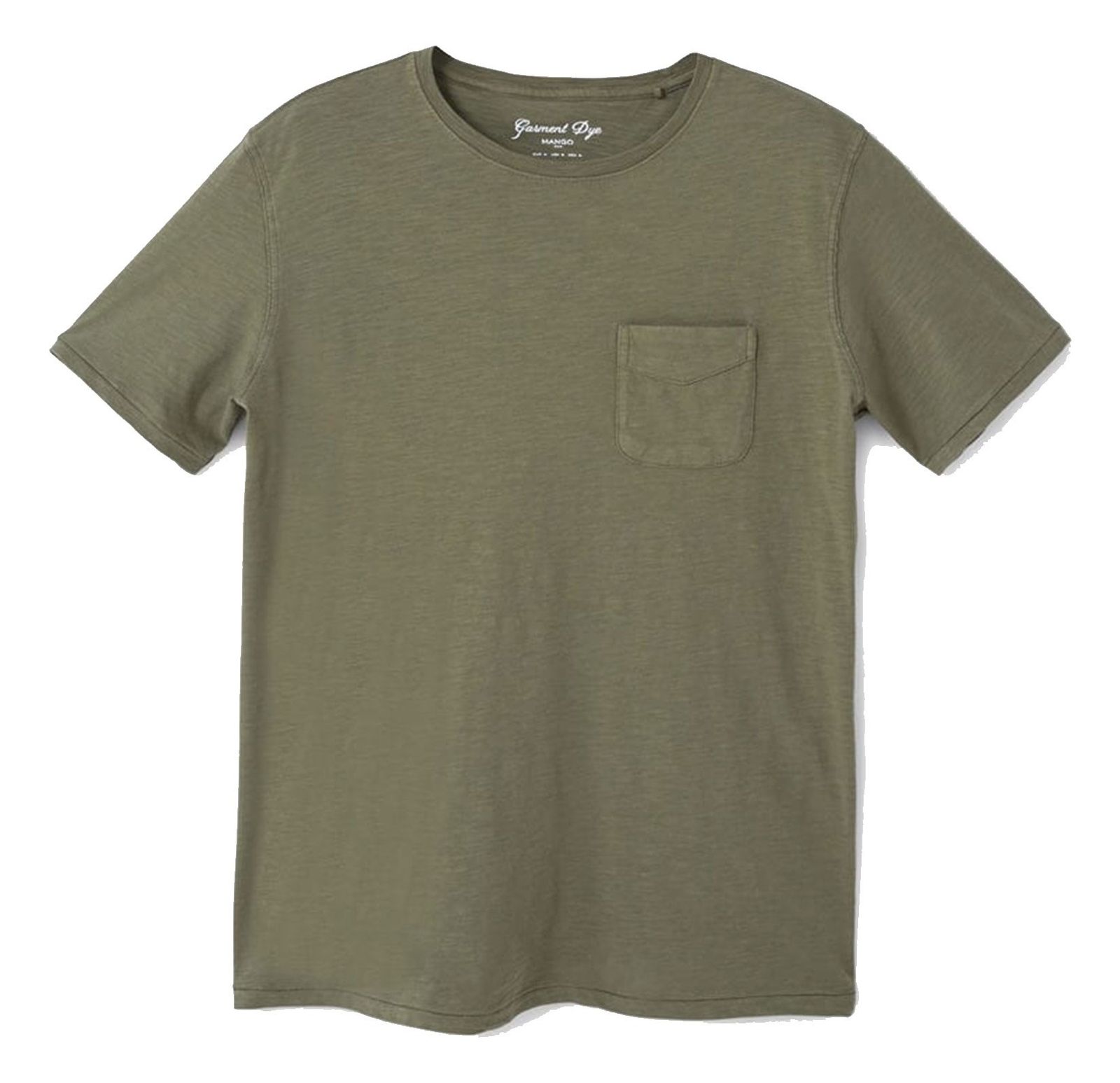 تی شرت نخی یقه گرد مردانه - مانگو - زيتوني - 1