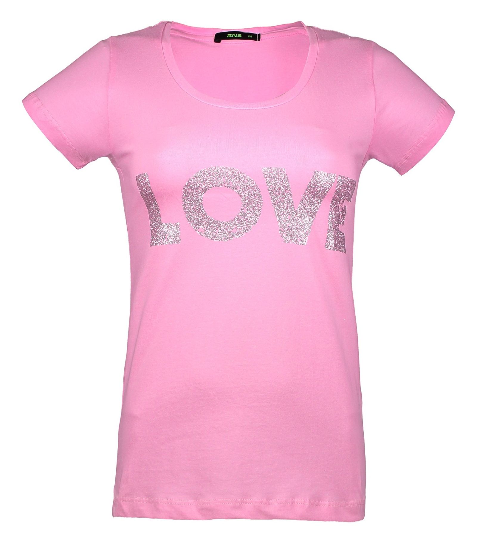تی شرت نخی یقه گرد زنانه مدل Love - آر اِن اِس - صورتي  - 2