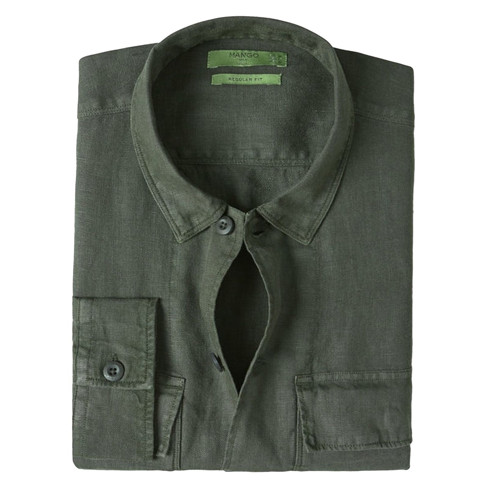 پیراهن آستین بلند مردانه - مانگو - سبز - 1