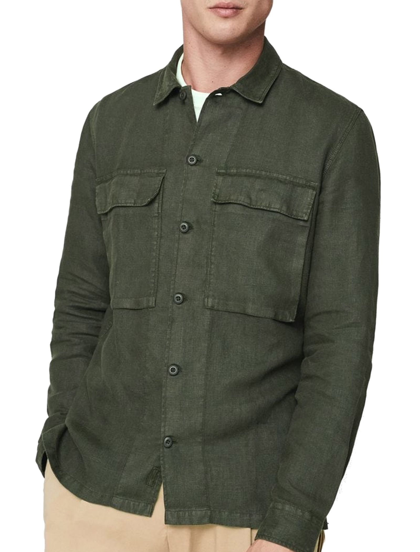 پیراهن آستین بلند مردانه - مانگو - سبز - 3