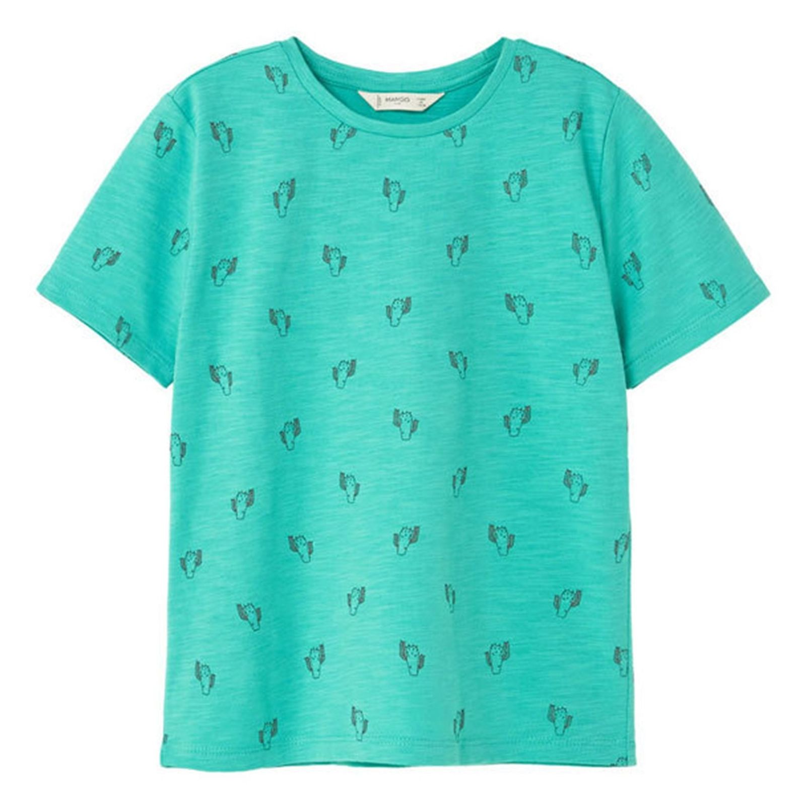 تی شرت نخی یقه گرد پسرانه - مانگو - سبز آبي - 1