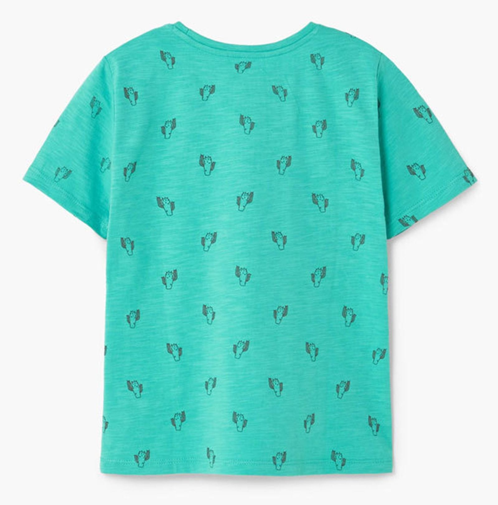 تی شرت نخی یقه گرد پسرانه - مانگو - سبز آبي - 3