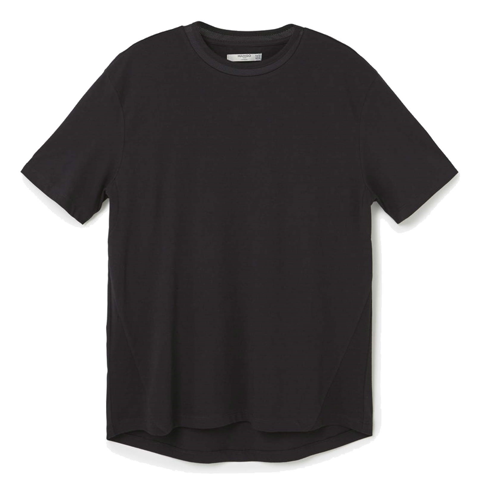 تی شرت نخی یقه گرد مردانه - مانگو - مشکي - 1