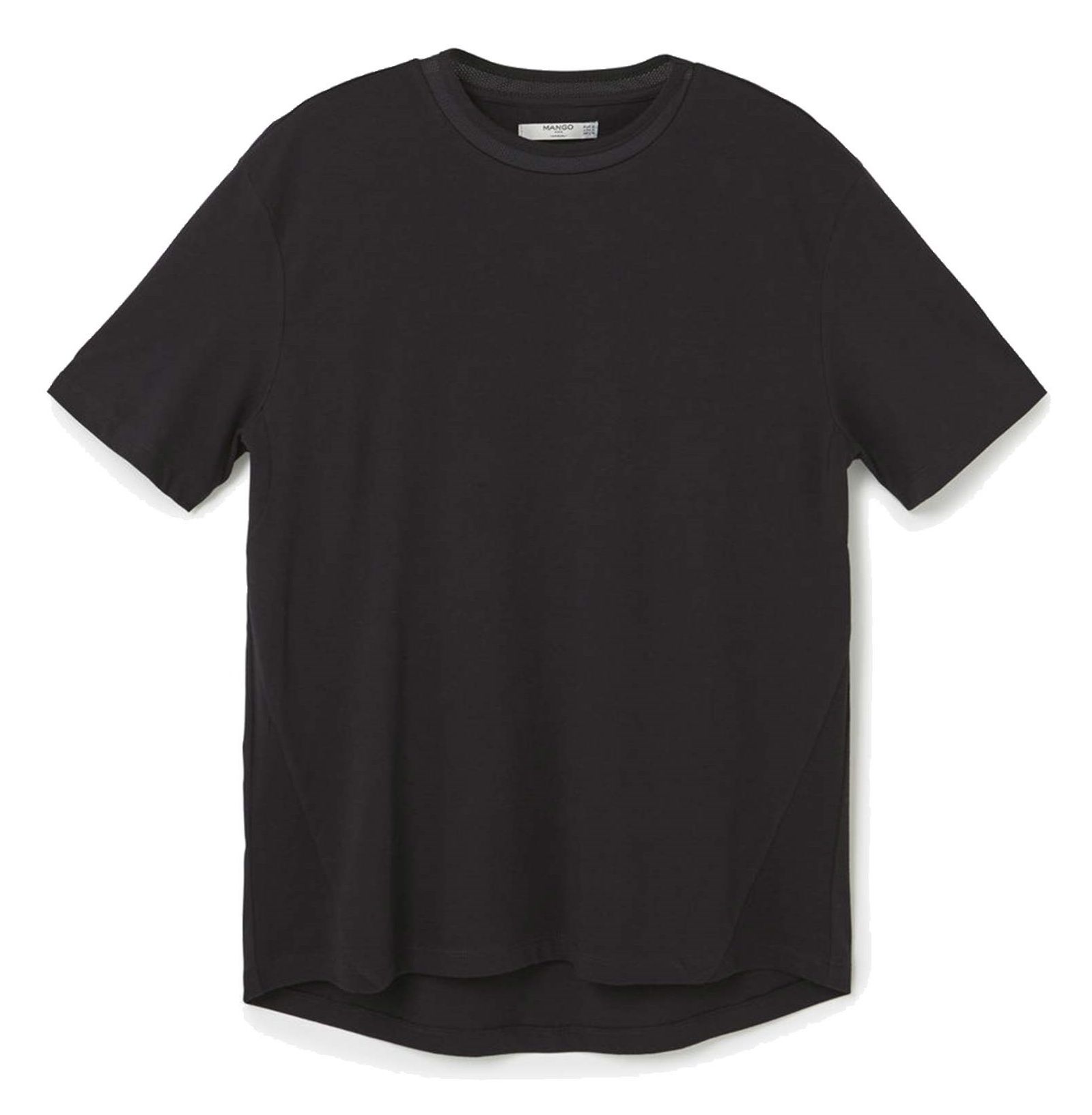 تی شرت نخی یقه گرد مردانه - مانگو - مشکي - 2