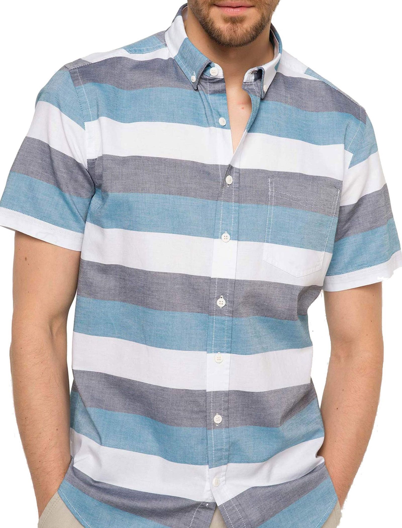 پیراهن نخی آستین کوتاه مردانه - دفکتو - چند رنگ   - 5