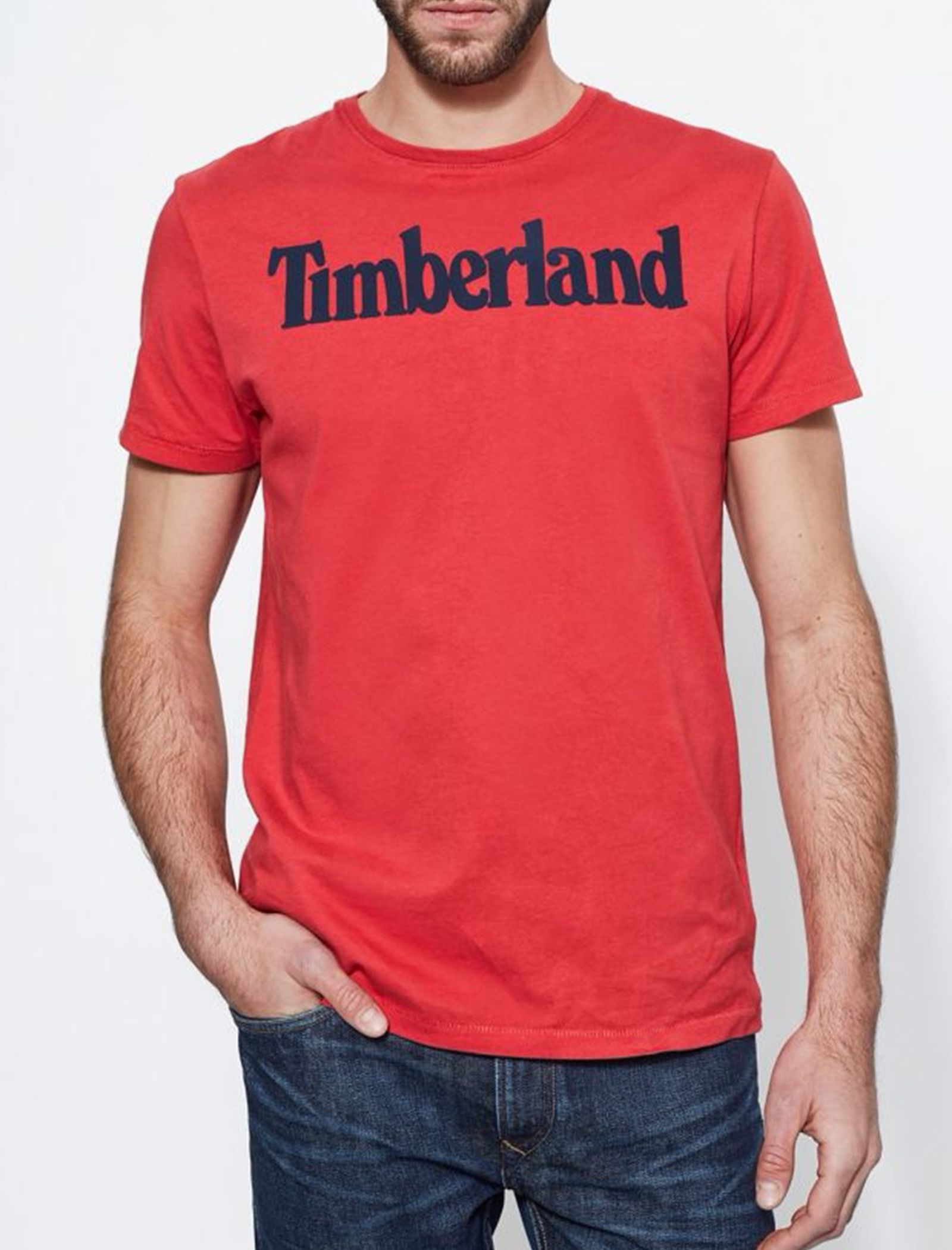 تی شرت نخی آستین کوتاه مردانه - تیمبرلند - قرمز - 3