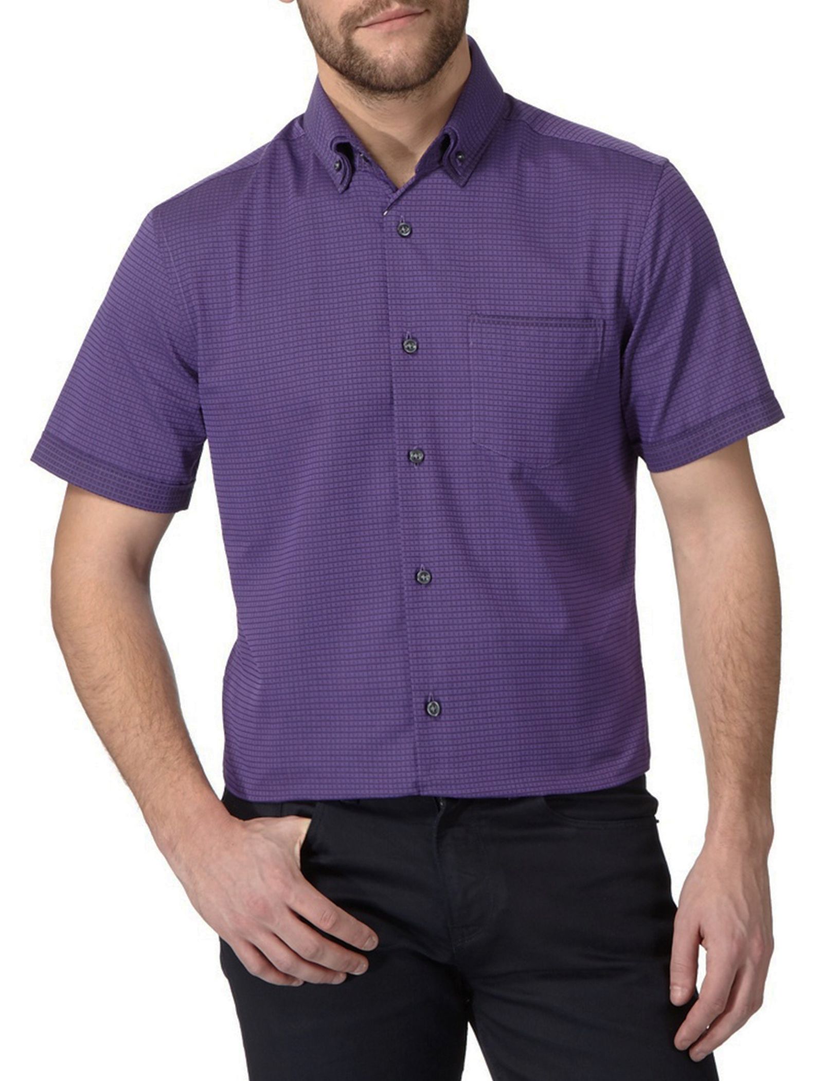 پیراهن آستین کوتاه مردانه - کالکشن - بنفش - 3