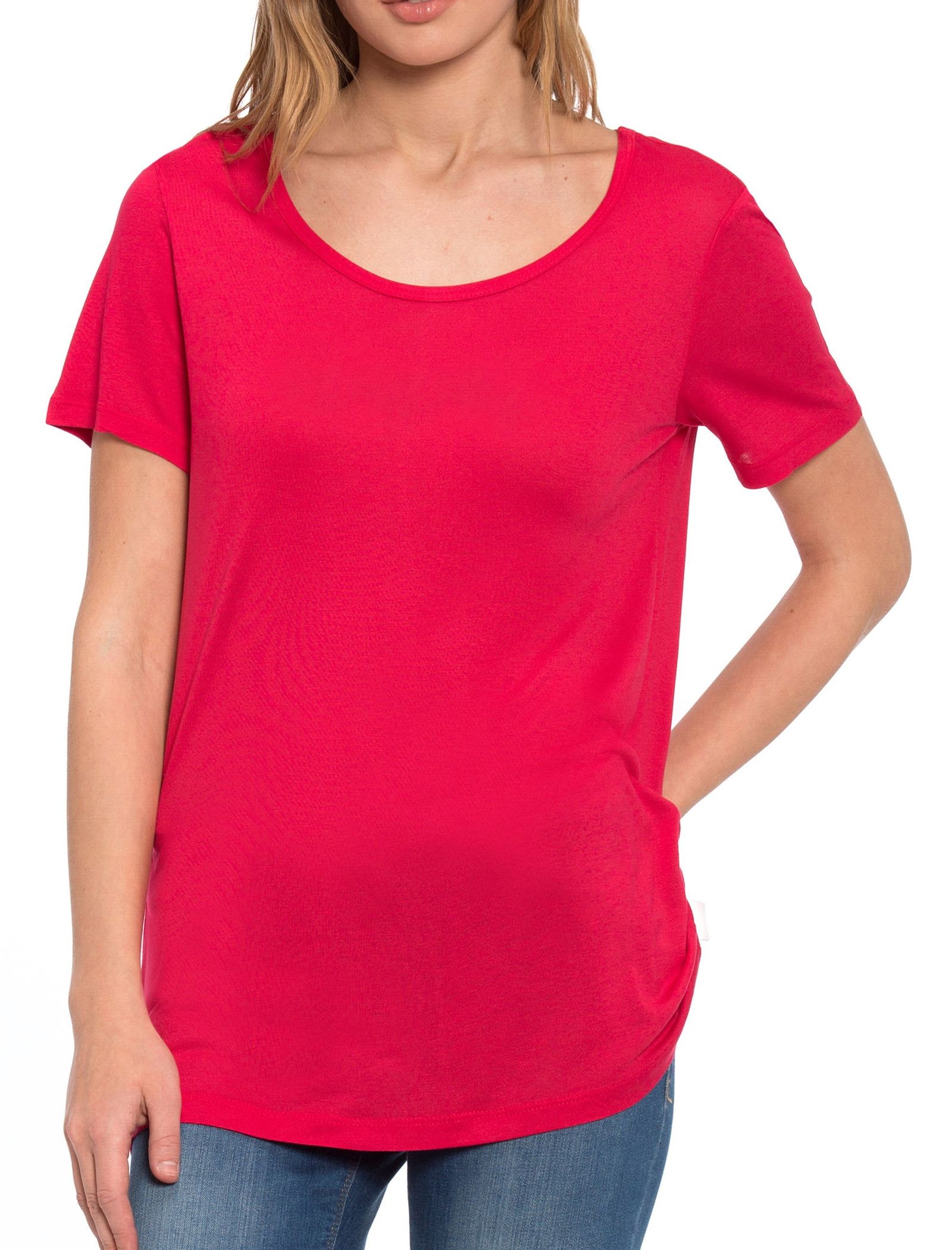 تی شرت ویسکوز یقه گرد زنانه - ال سی وایکیکی - قرمز - 1