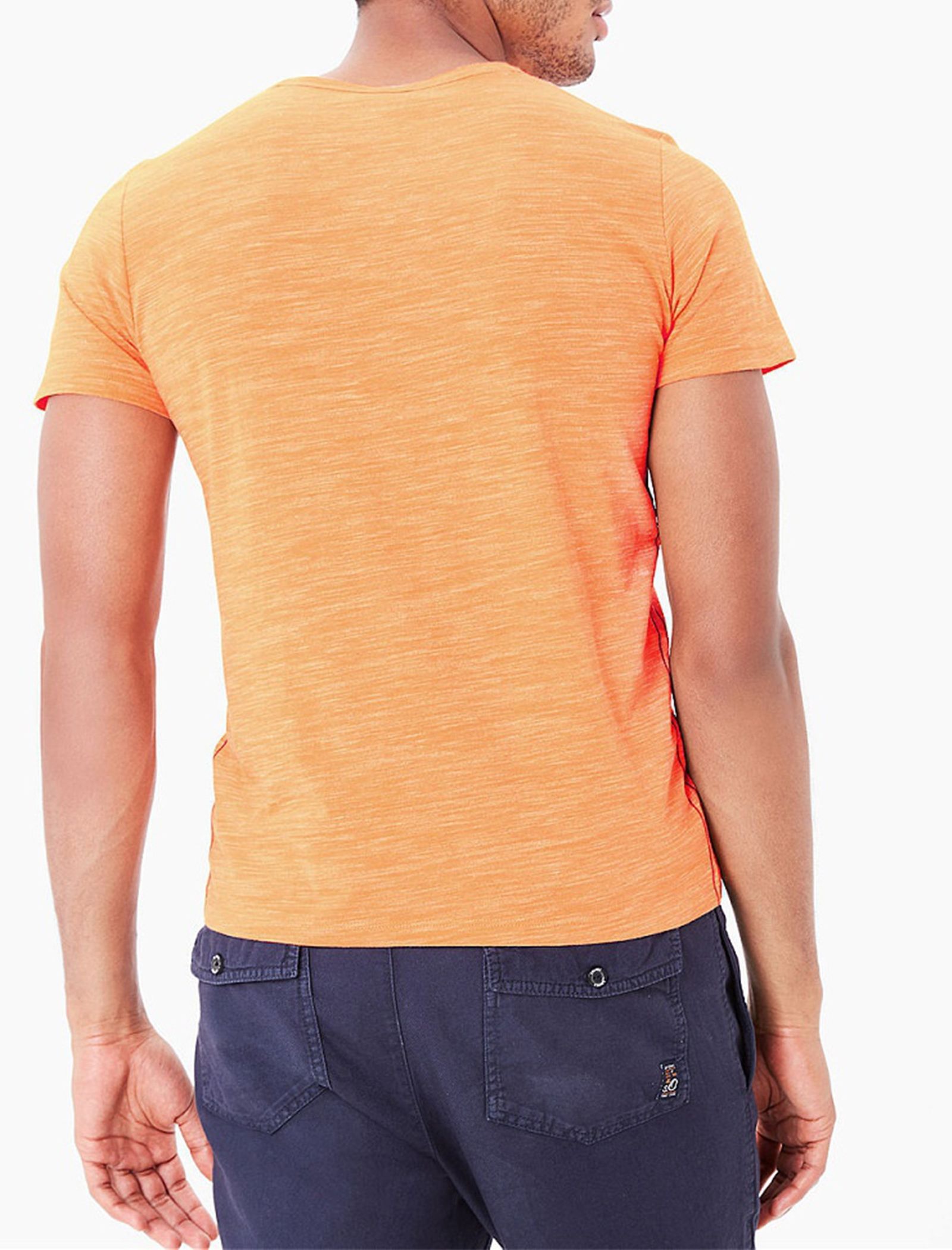 تی شرت نخی یقه هفت مردانه - اس.اولیور - نارنجي روشن - 3