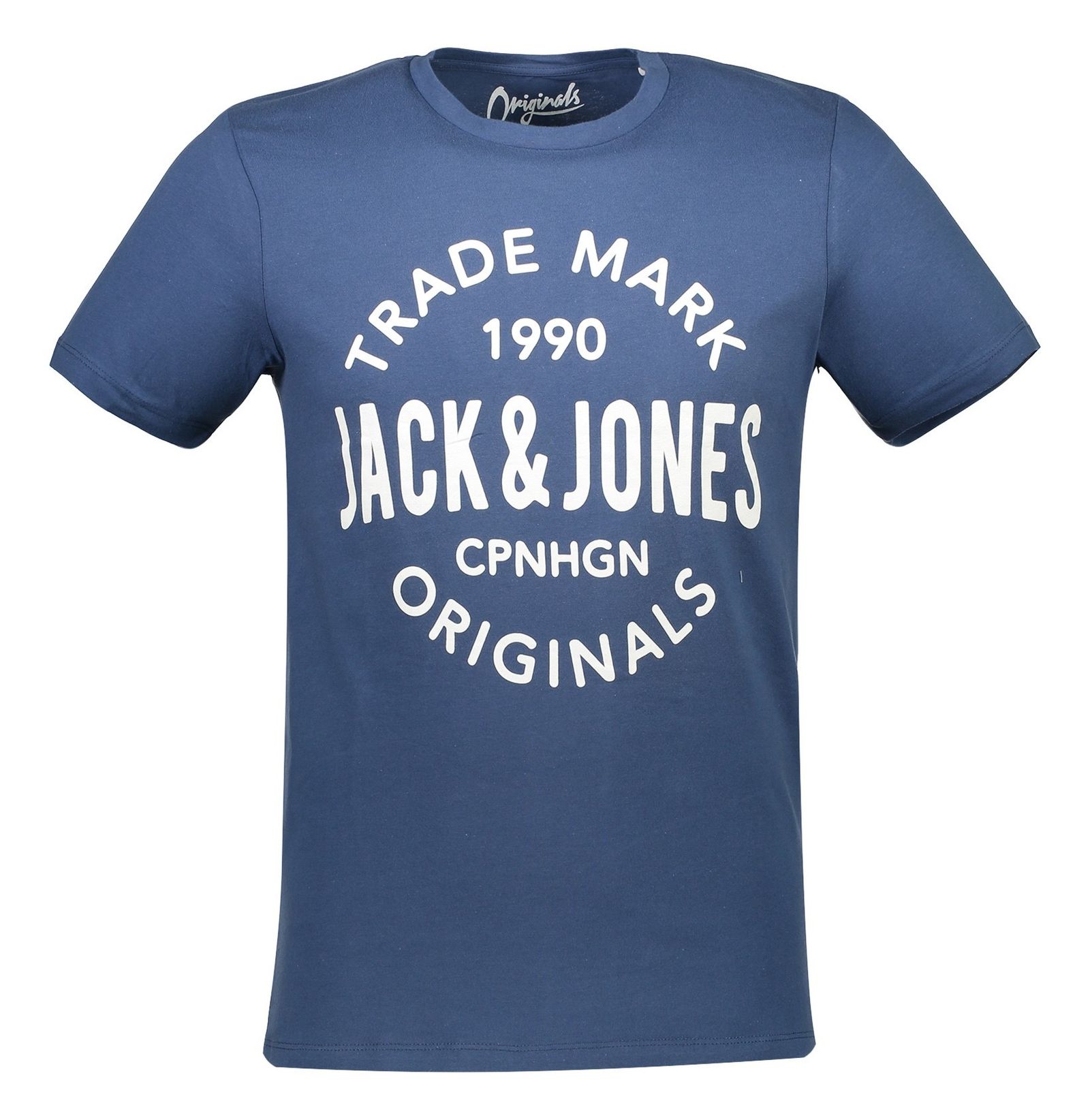 تی شرت نخی یقه گرد مردانه - جک اند جونز - آبي - 2