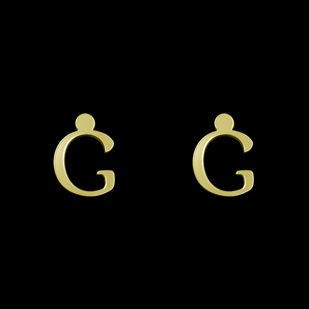 گوشواره طلا 18 عیار زنانه مدوپد مدل حرف G کد GA1-16919