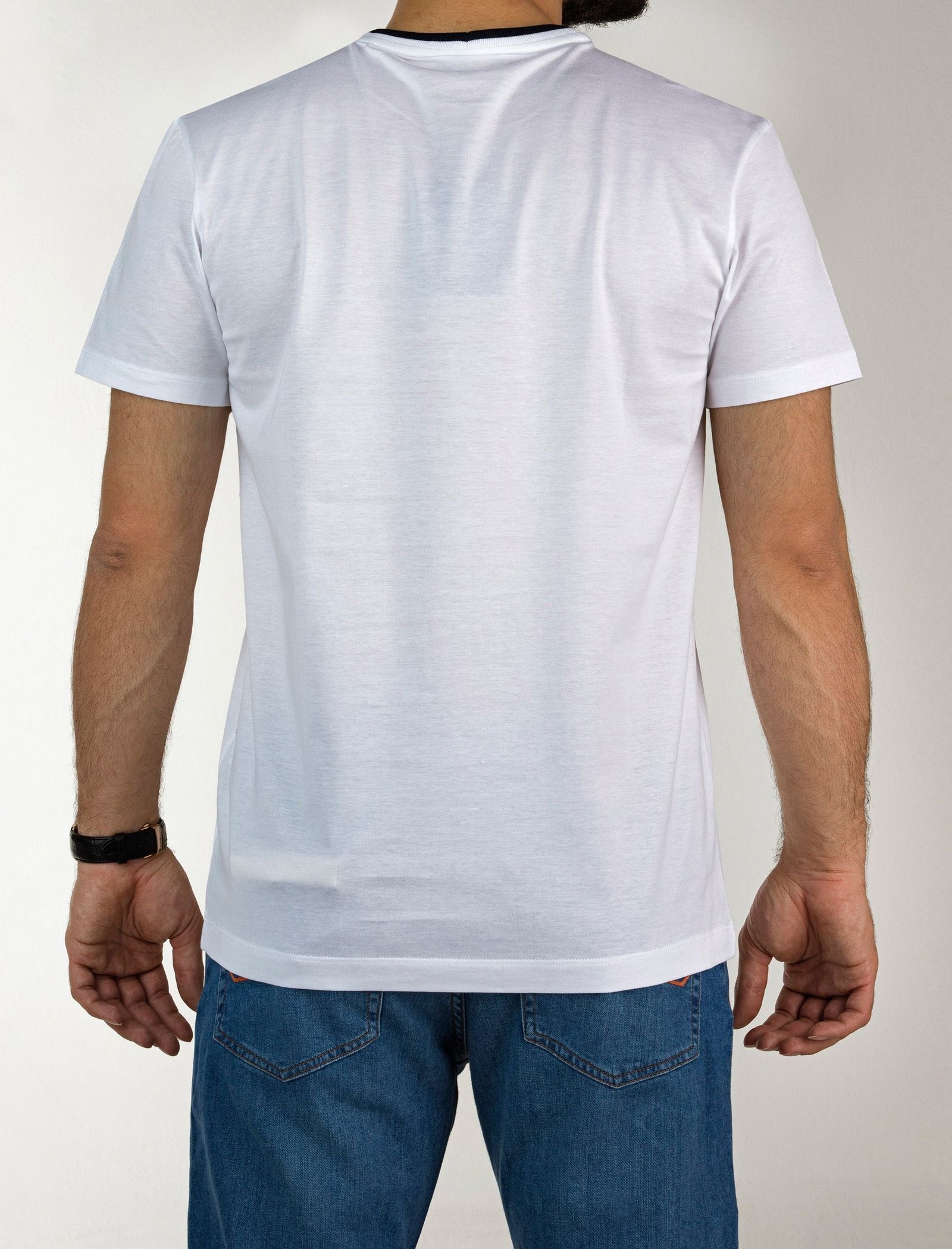 تی شرت نخی یقه گرد مردانه - پاول اند شارک - سفيد - 4