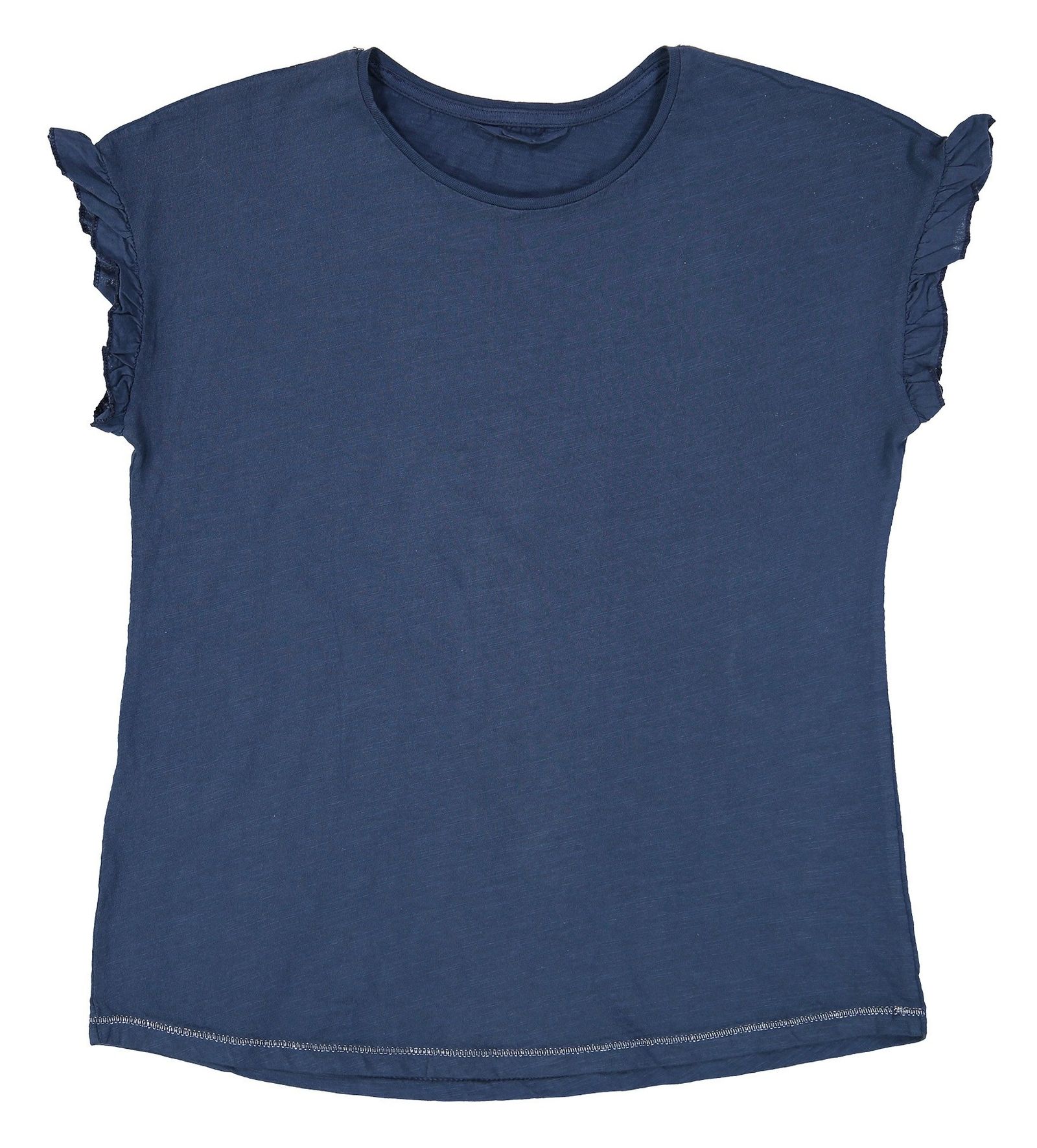 تی شرت نخی یقه گرد دخترانه - مانگو - سرمه اي - 2