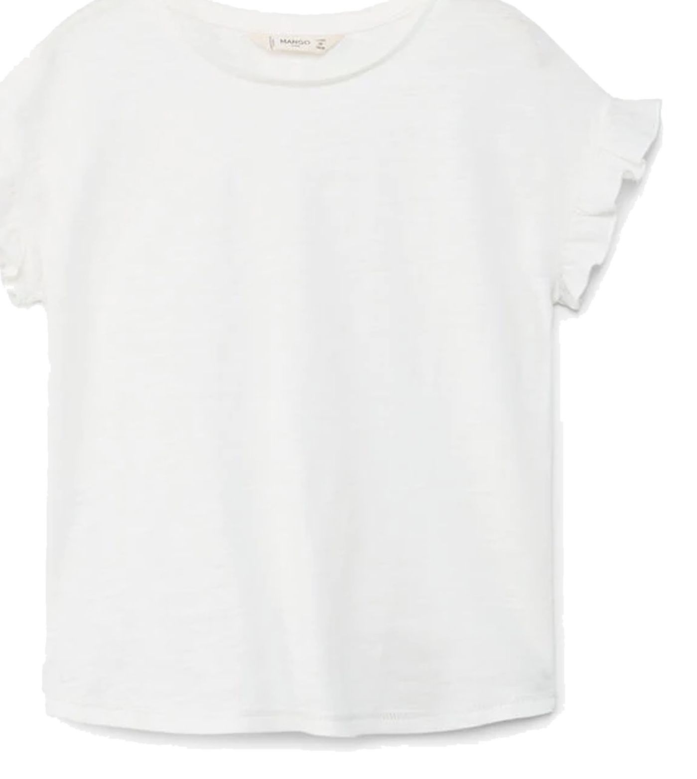 تی شرت نخی یقه گرد دخترانه - مانگو - سفيد - 2