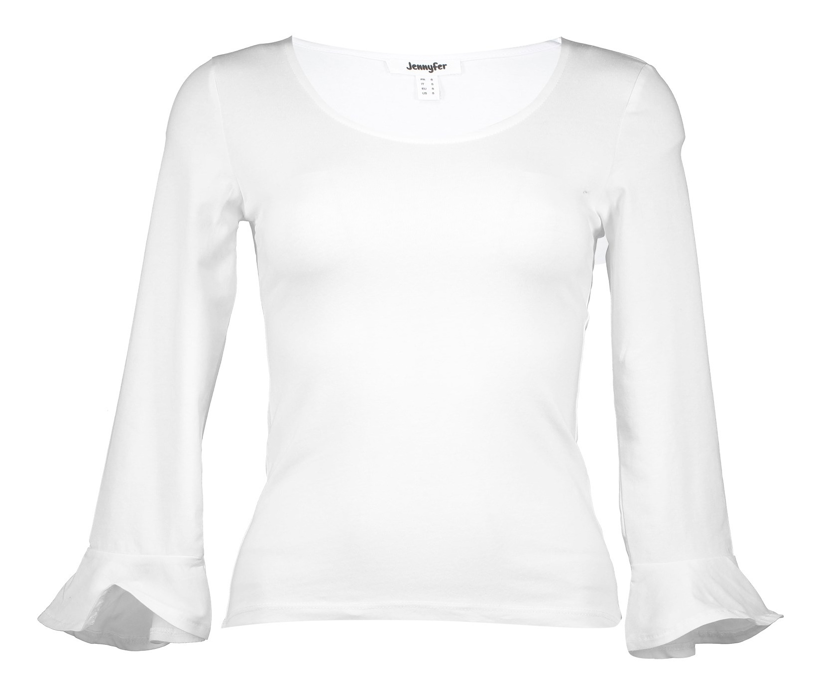 تی شرت نخی یقه گرد زنانه - جنیفر - سفيد - 1