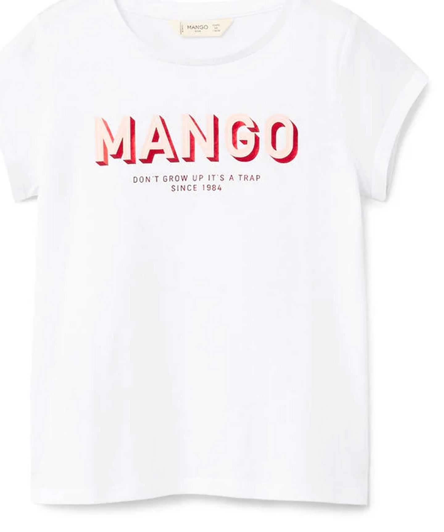 تی شرت نخی یقه گرد دخترانه - مانگو - سفيد - 1
