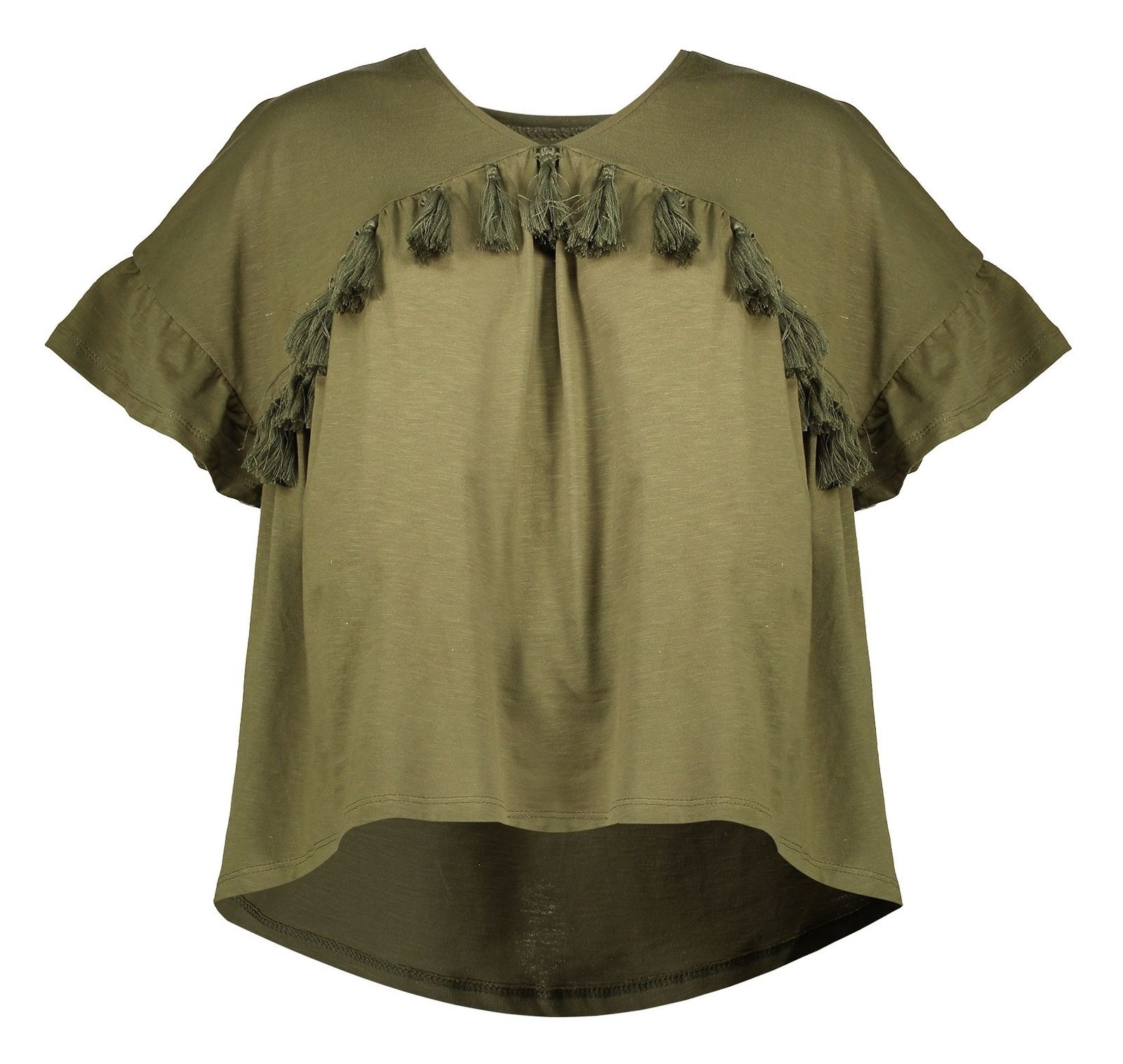 تی شرت نخی یقه هفت زنانه - کوتون - زيتوني - 1
