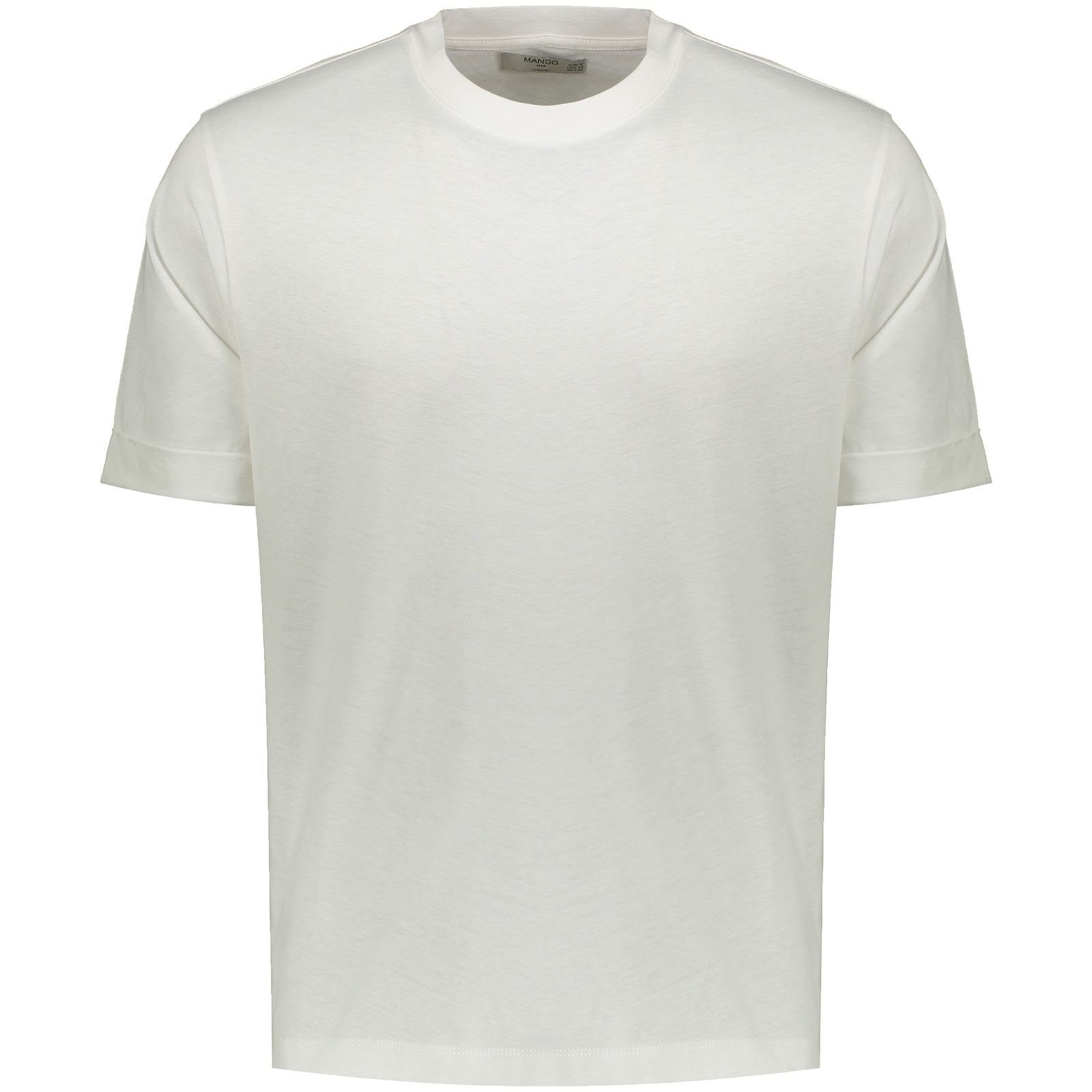 تی شرت نخی یقه گرد مردانه - مانگو - سفید - 1