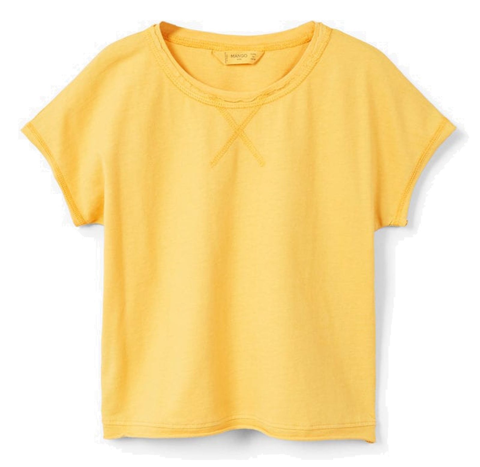 تی شرت نخی یقه گرد دخترانه - مانگو - زرد - 2