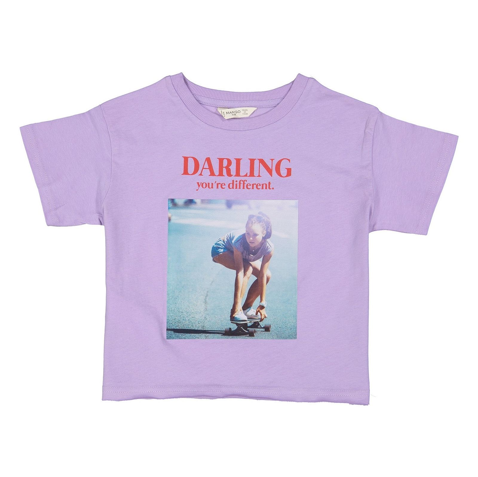 تی شرت نخی یقه گرد دخترانه - مانگو - بنفش - 2