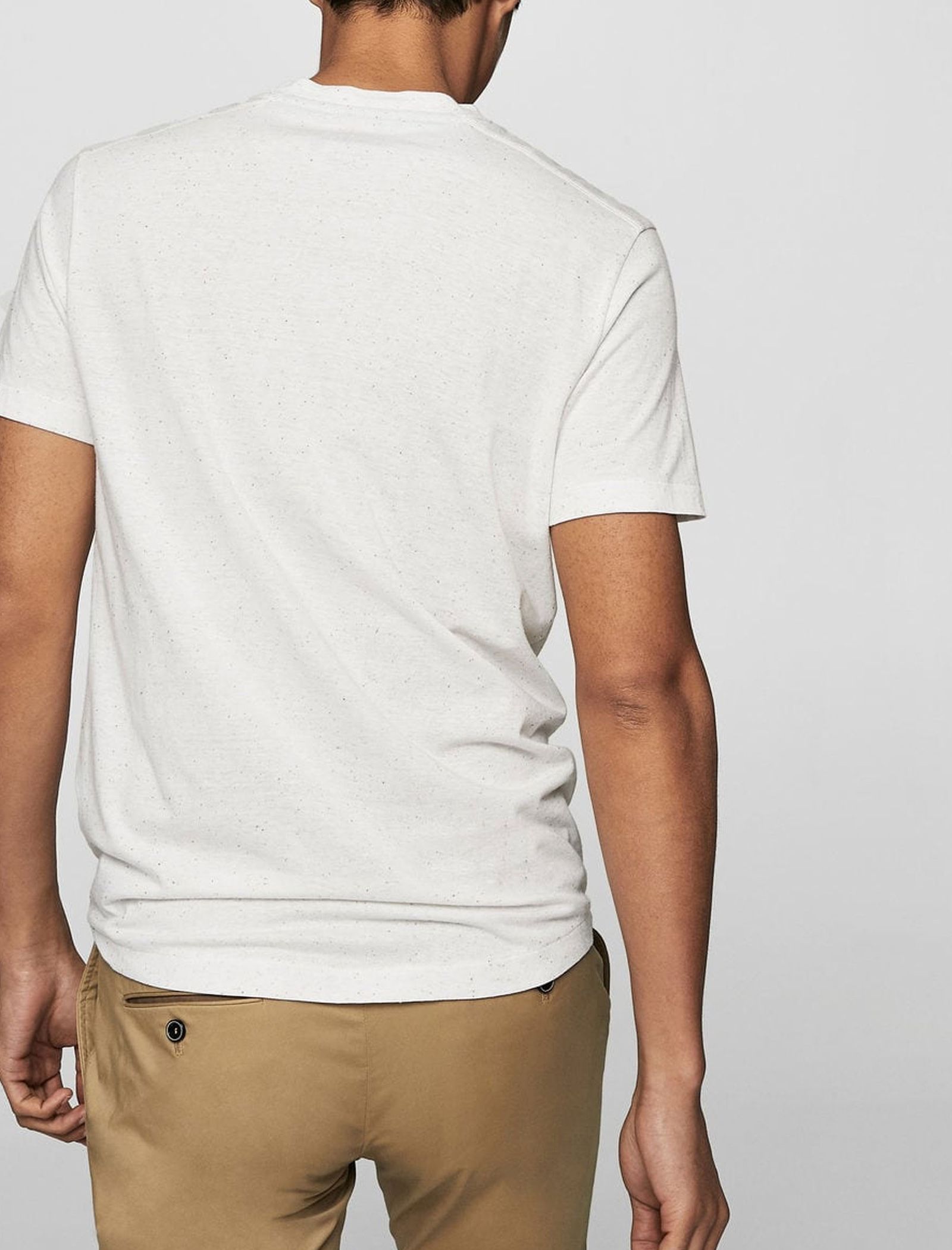 تی شرت نخی یقه گرد مردانه - مانگو - سفيد - 7