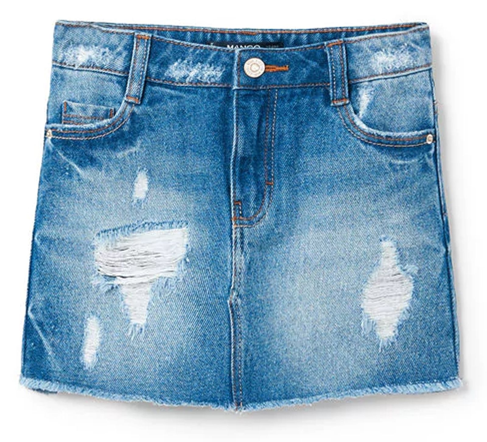 دامن جین کوتاه دخترانه - مانگو - آبي - 1