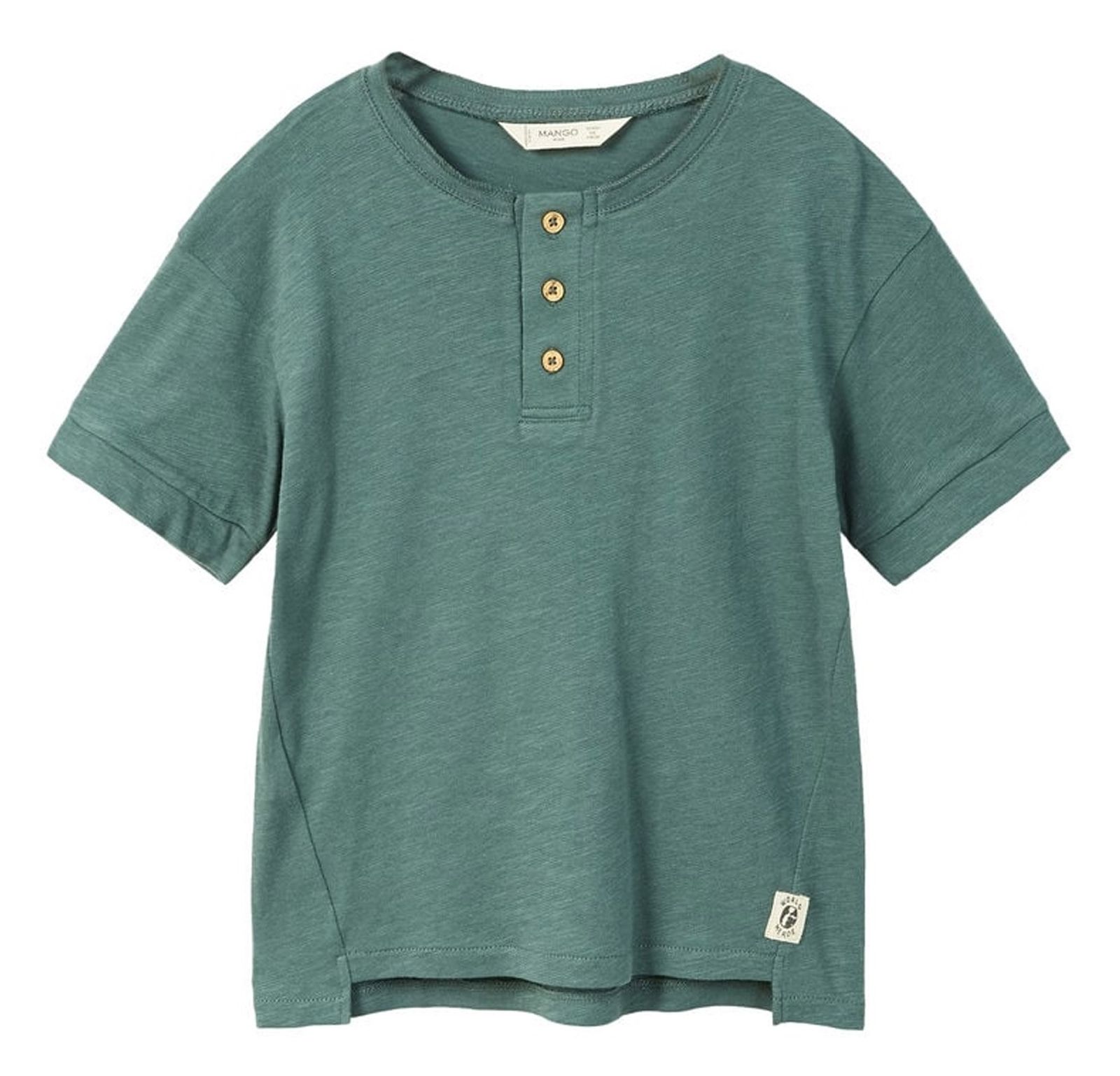 تی شرت نخی یقه گرد پسرانه - مانگو - سبز  - 1