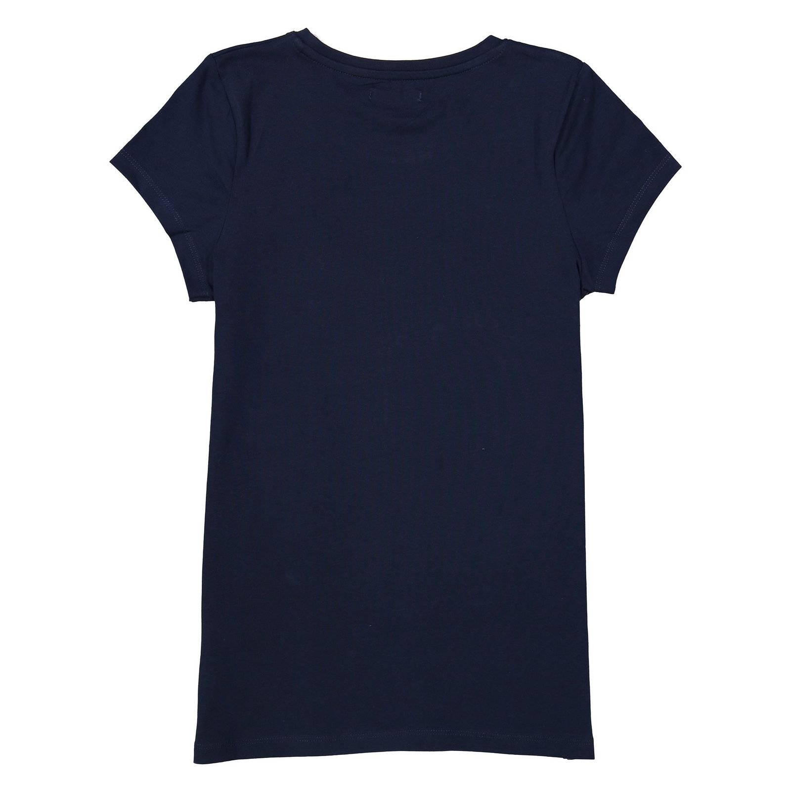 تی شرت نخی یقه گرد دخترانه - بلوزو - سرمه اي - 4
