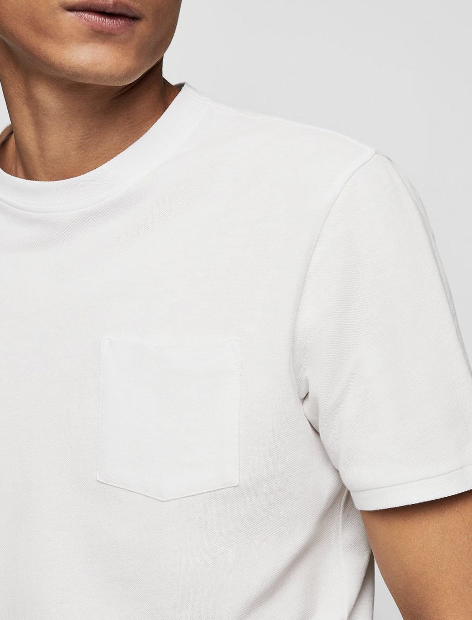 تی شرت نخی یقه گرد مردانه - مانگو - سفيد - 5