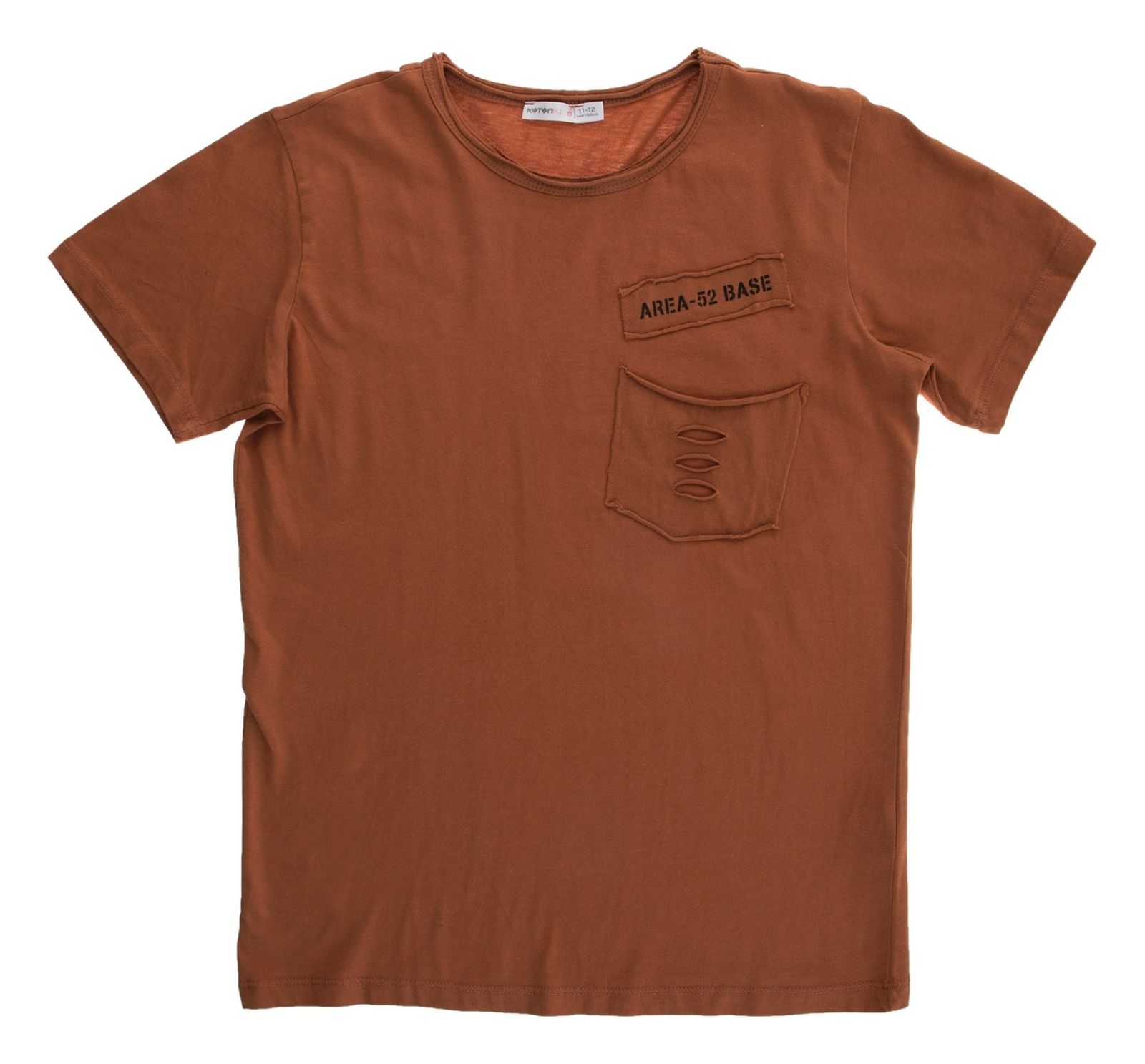 تی شرت نخی یقه گرد پسرانه - کوتون - نارنجي  - 1