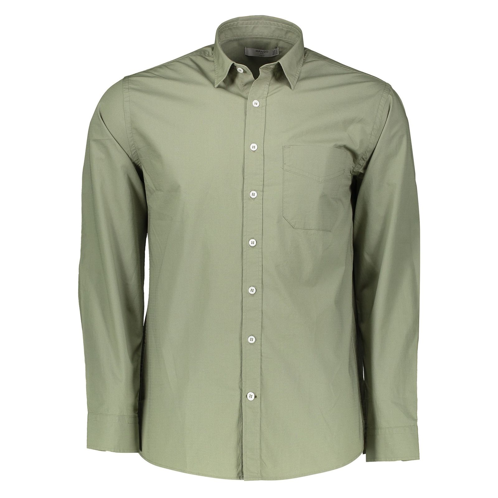 پیراهن نخی یقه برگردان مردانه - مانگو - سبز - 2