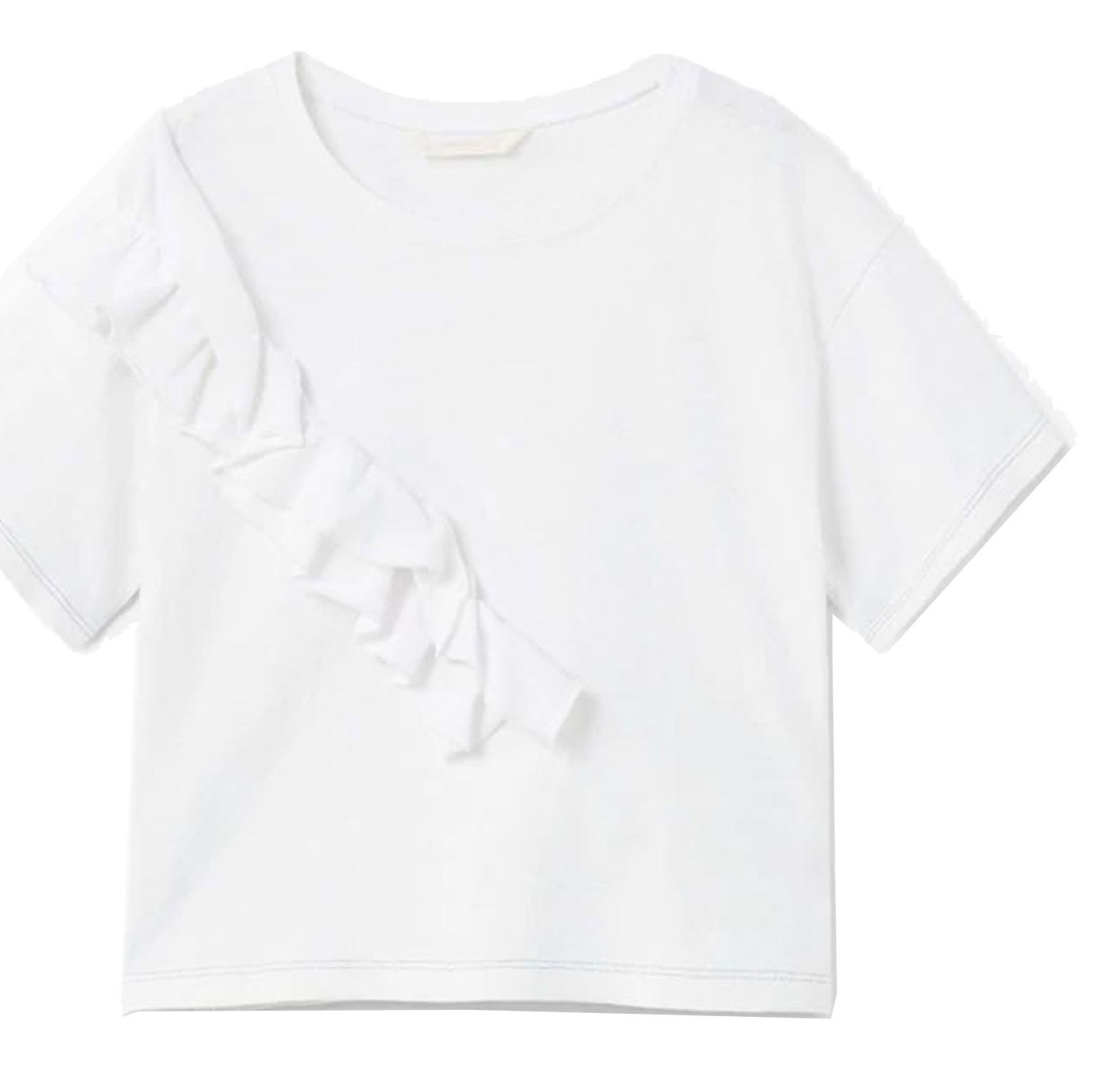 تی شرت نخی یقه گرد دخترانه - مانگو - سفيد - 1