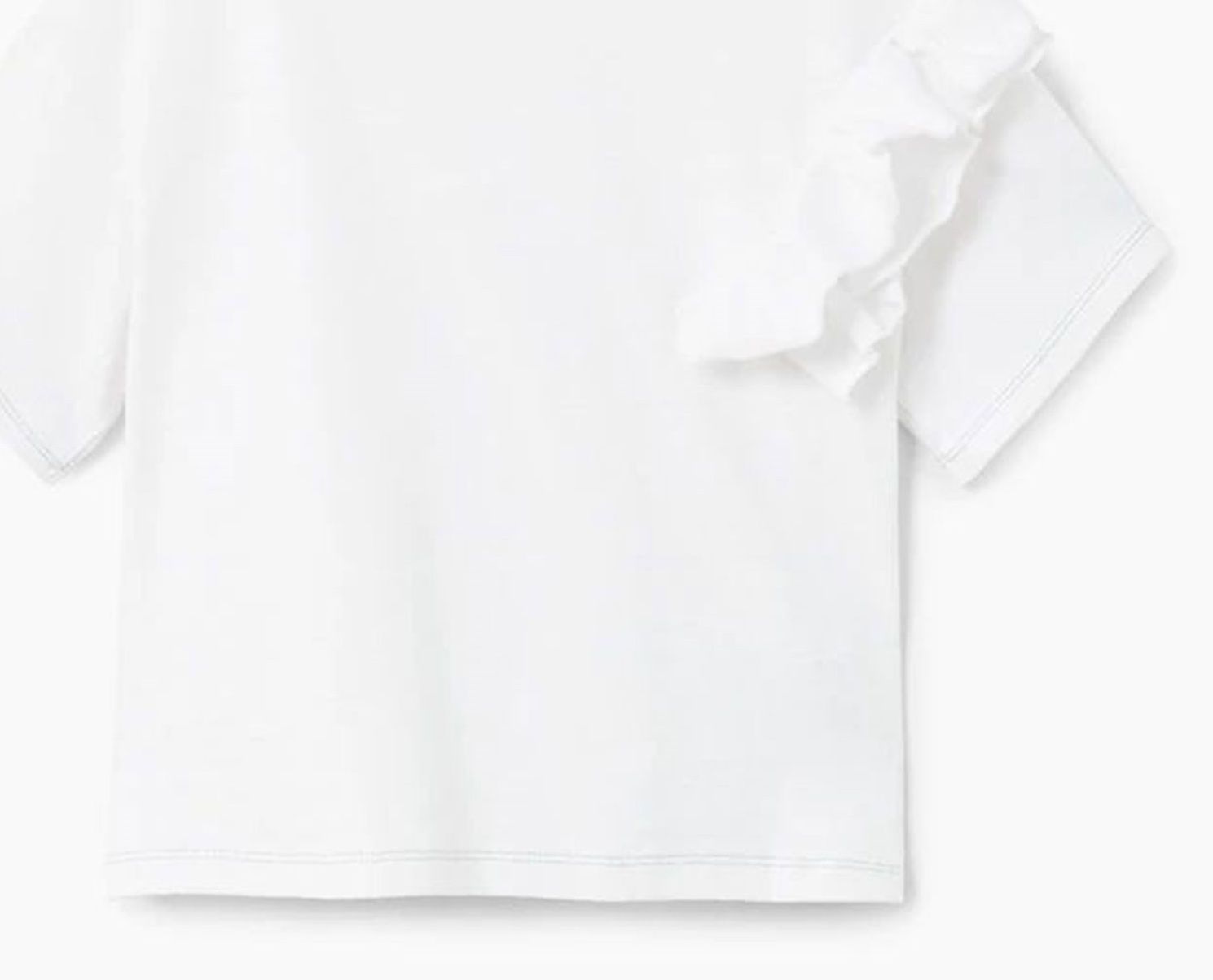 تی شرت نخی یقه گرد دخترانه - مانگو - سفيد - 4