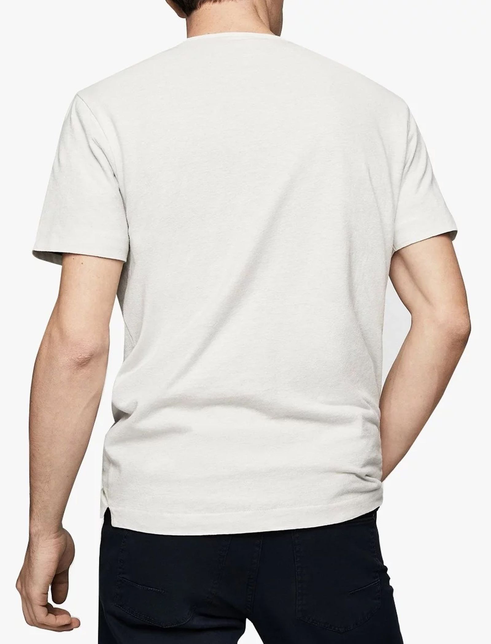 تی شرت نخی یقه گرد مردانه - مانگو - سفید - 4