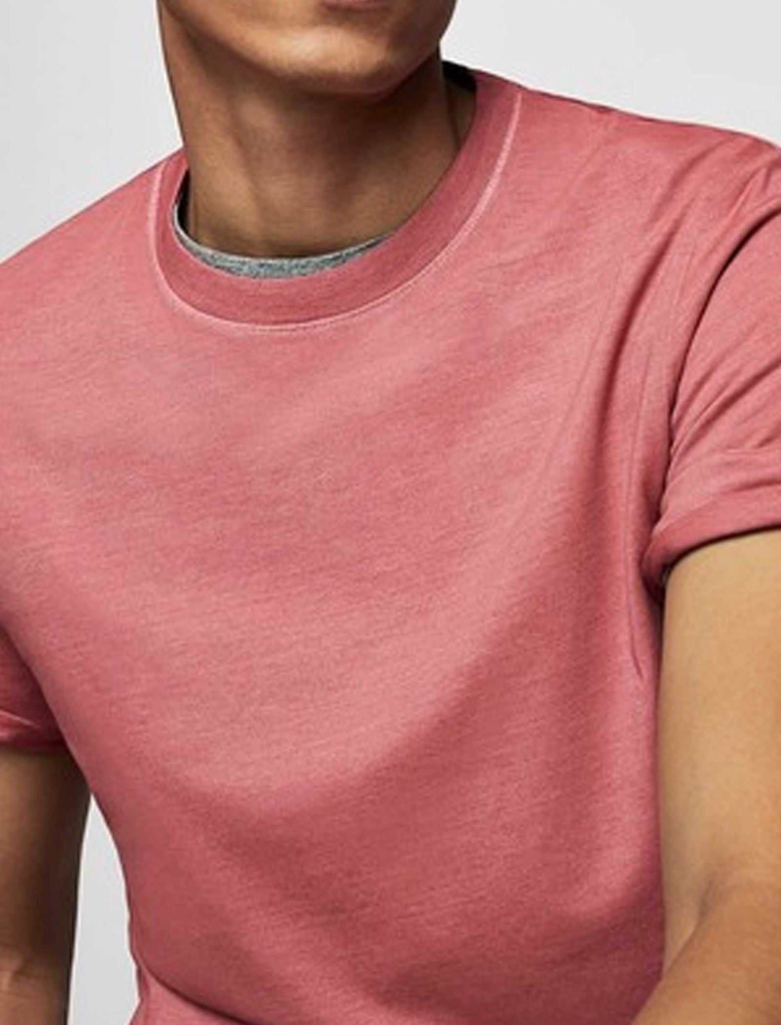 تی شرت نخی یقه گرد مردانه - مانگو - قرمز  - 5