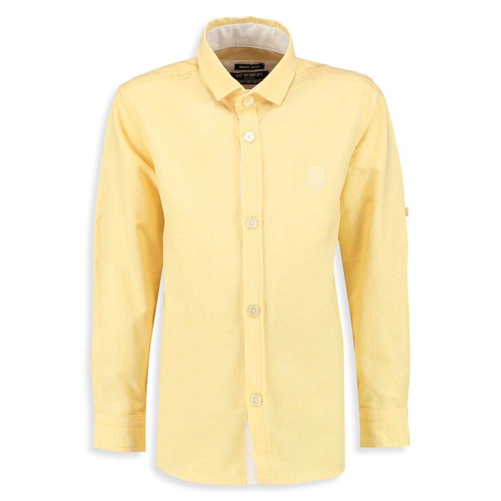 پیراهن نخی آستین بلند پسرانه - ال سی وایکیکی - زرد - 1