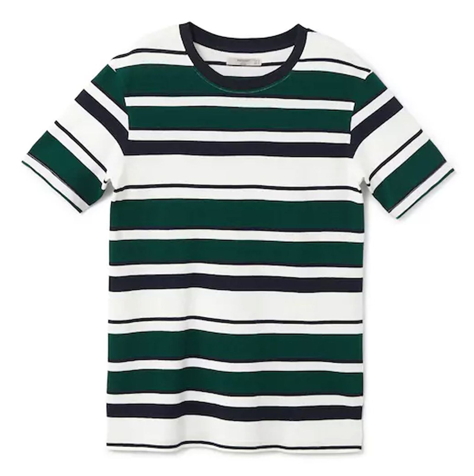 تی شرت نخی یقه گرد مردانه - مانگو - سفيد و سبز - 2