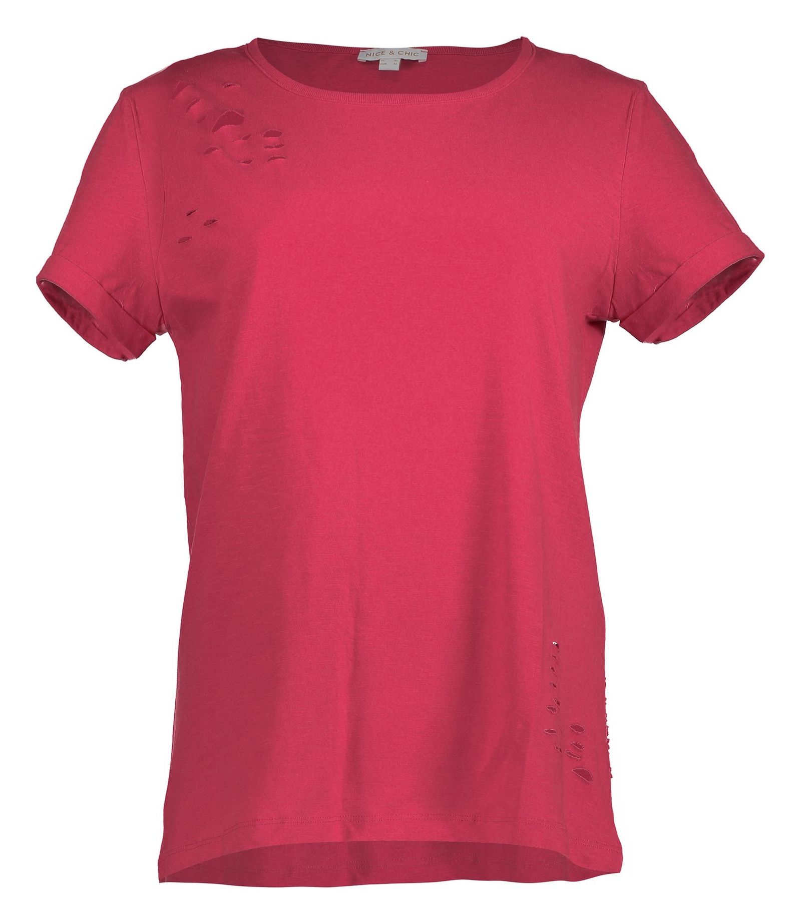 تی شرت نخی یقه گرد زنانه - یوپیم - سرخابي - 2