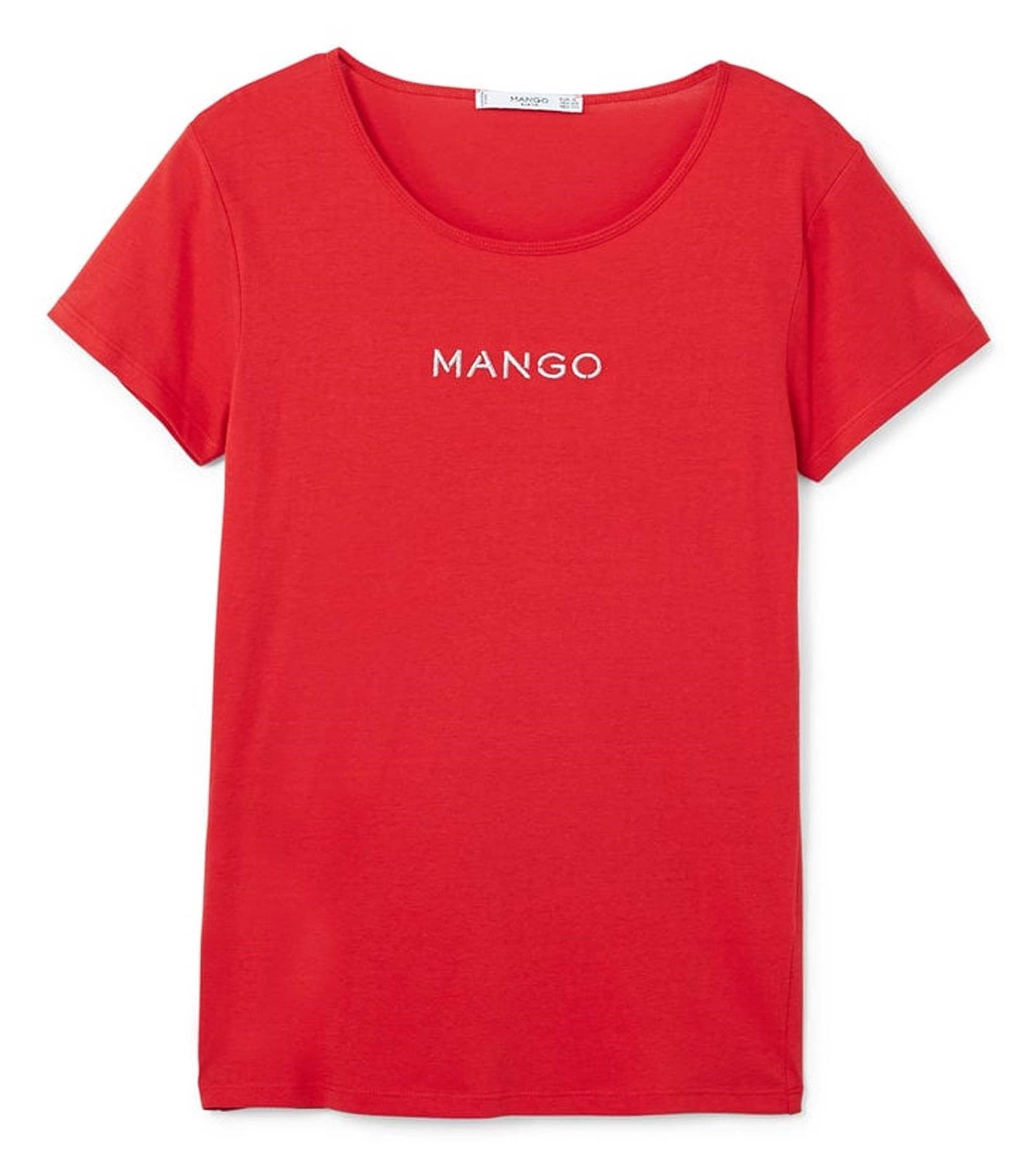 تی شرت نخی یقه گرد زنانه - مانگو - قرمز  - 2