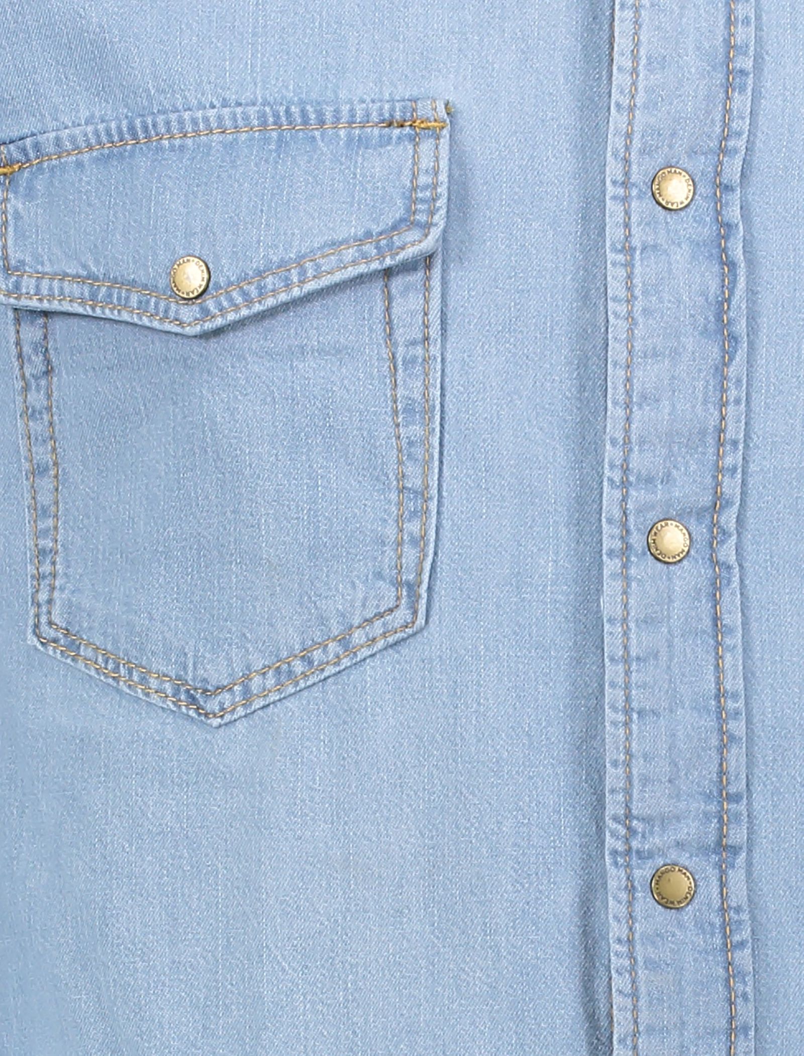 پیراهن جین آستین بلند مردانه - مانگو - آبي  - 6