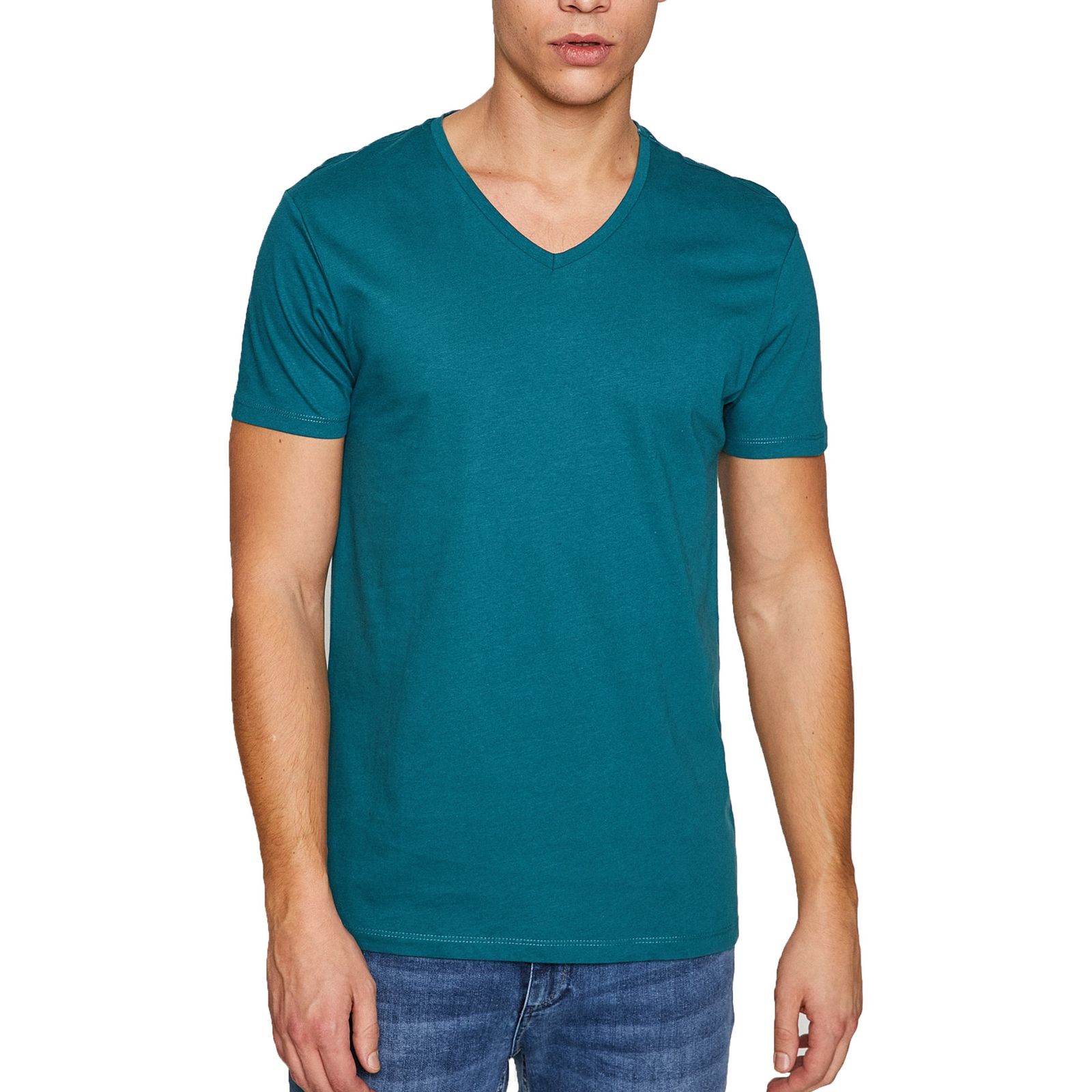 تی شرت نخی یقه هفت مردانه - کوتون - آبي - 1