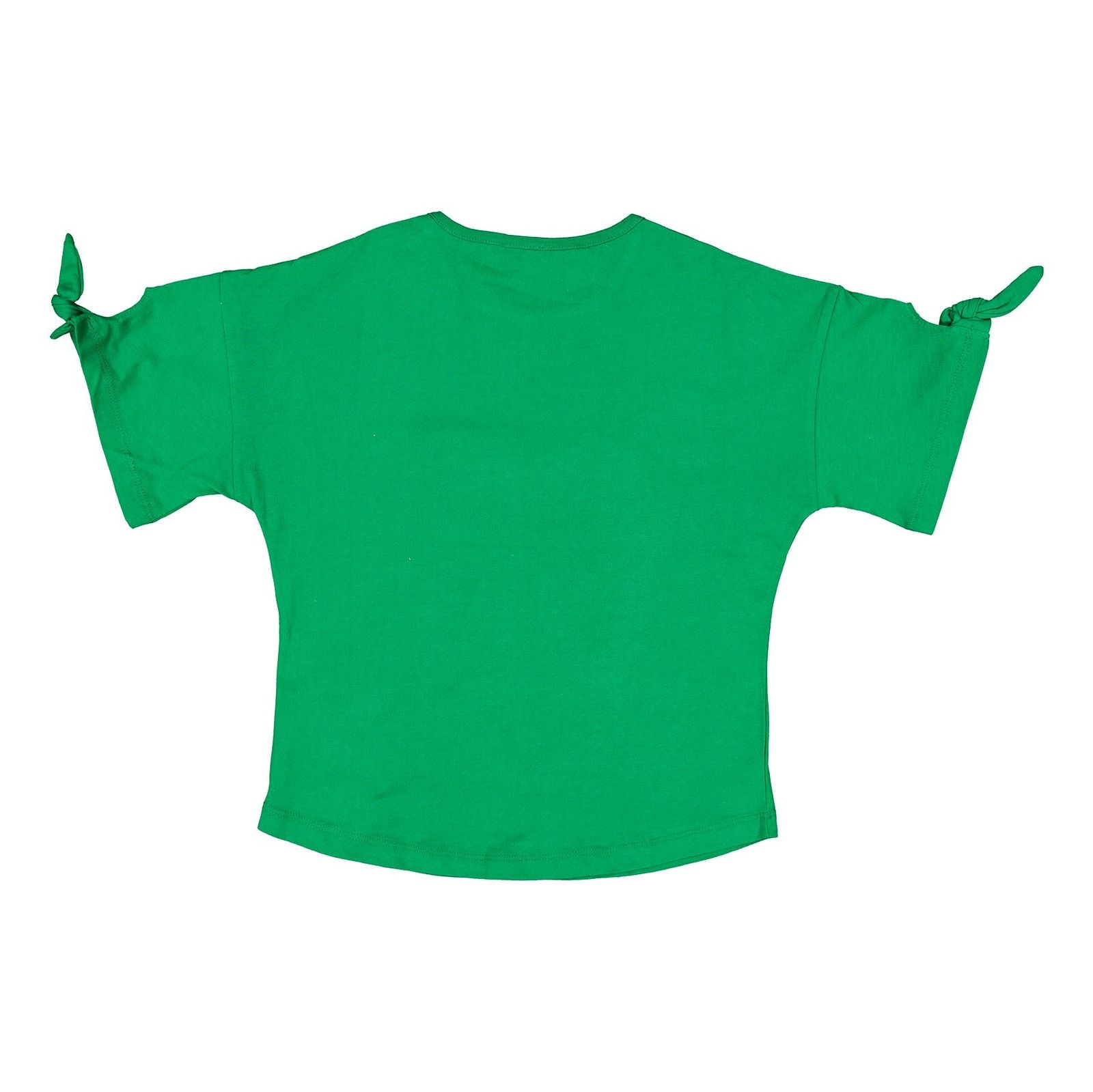 تی شرت نخی یقه گرد دخترانه - کوتون - سبز  - 3