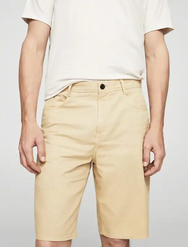 شلوارک نخی ساده مردانه - مانگو