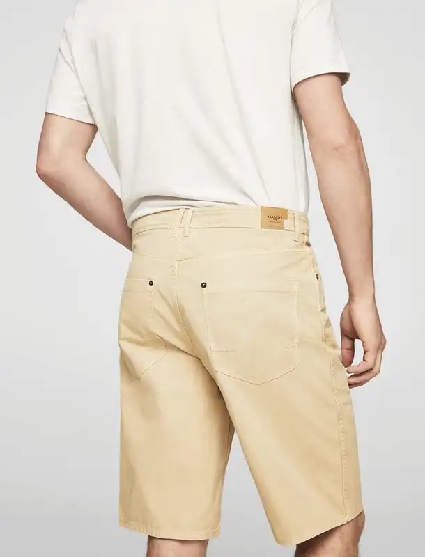 شلوارک نخی ساده مردانه - مانگو