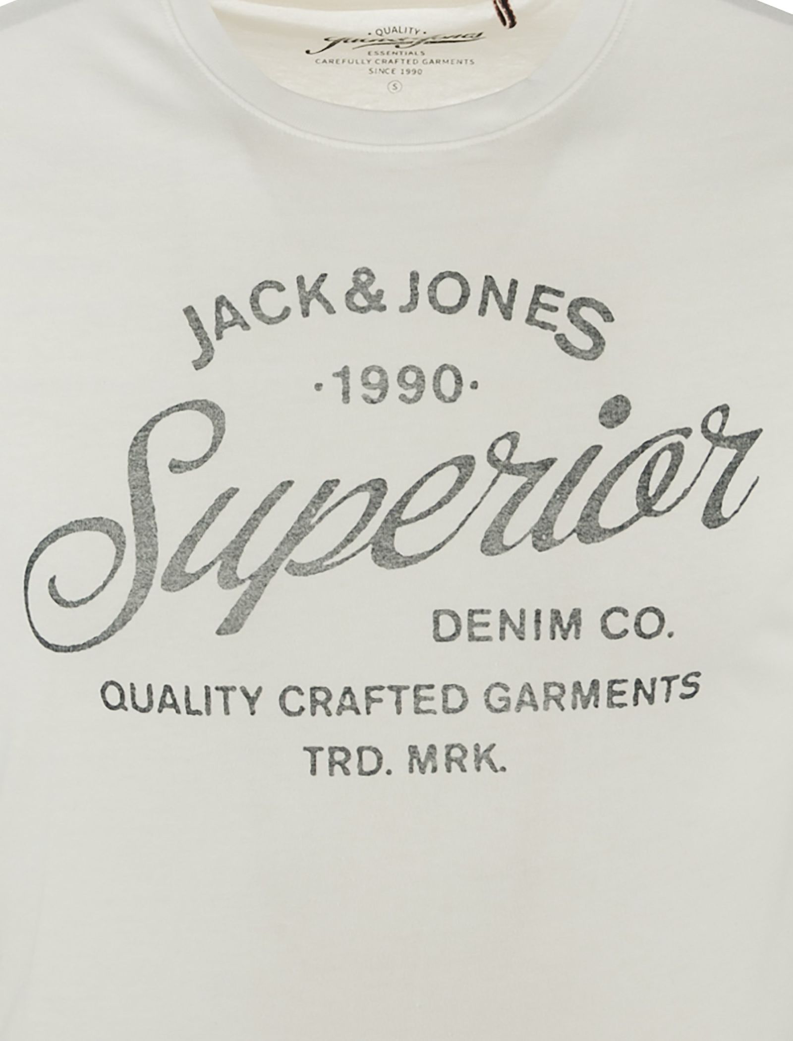 تی شرت نخی یقه گرد مردانه - جک اند جونز - سفيد - 5