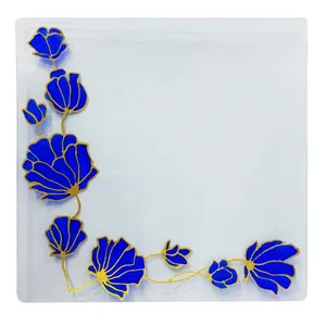 بشقاب شیشه ای طرح گل کد 01